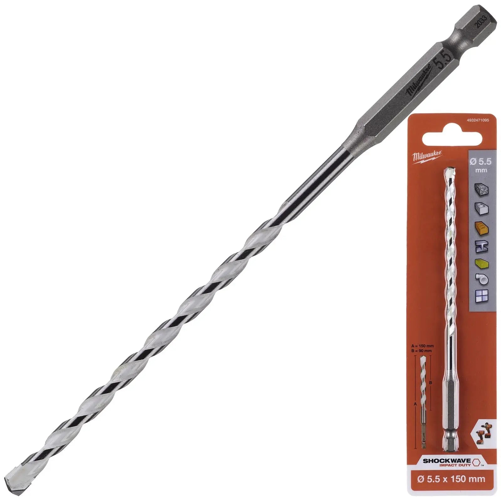 Milwaukee Multi Material Drill Bits Impact Rated TCT for Wood Metal Masonry