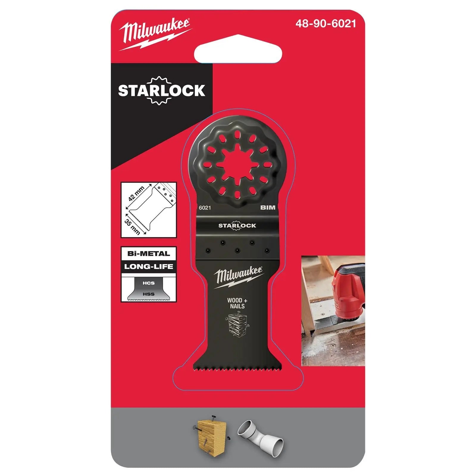 Milwaukee Multi Tool Wood with Nails Plunge Cut Blade 35mm Width x 42mm Length Bi Metal