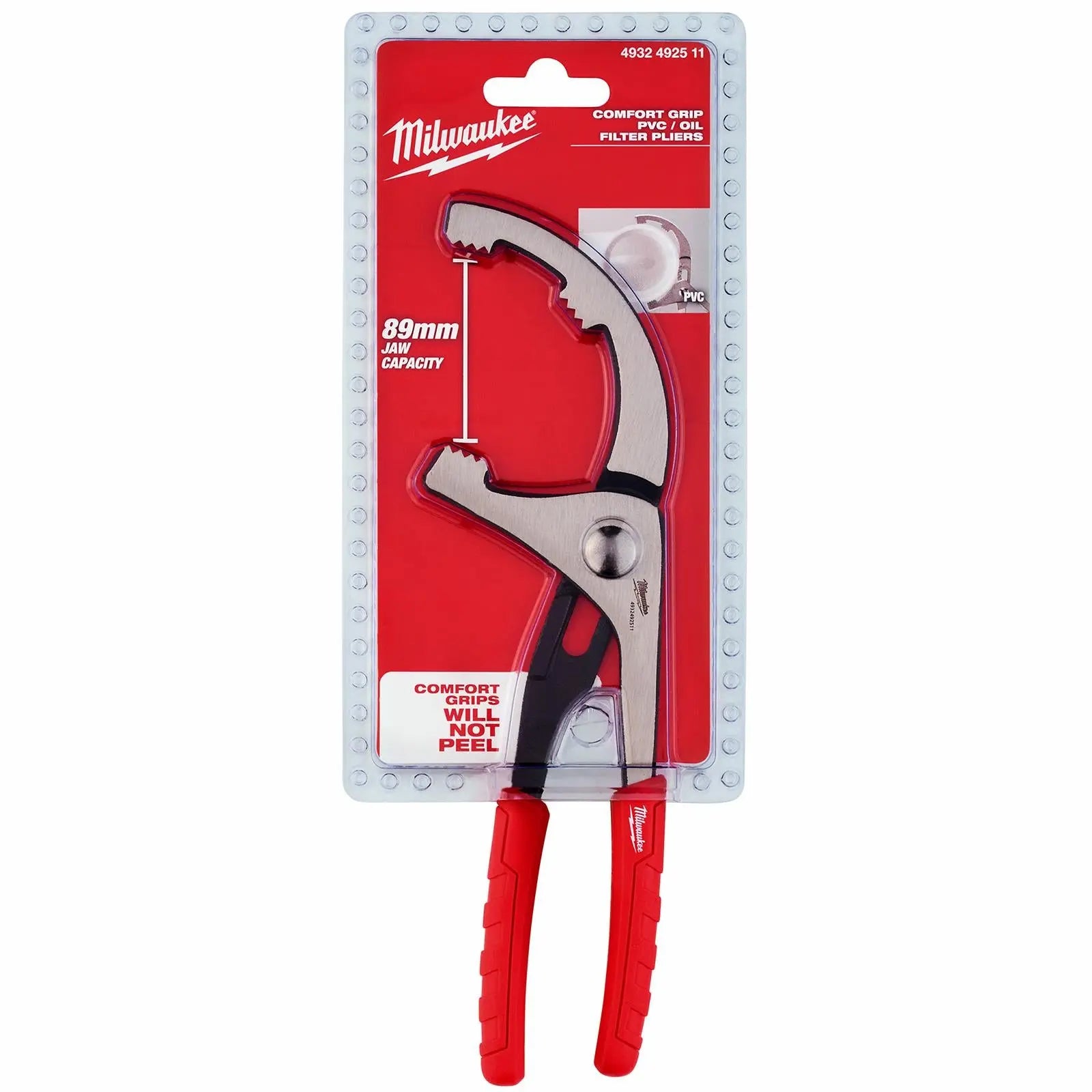 Milwaukee Oil Filter Pliers PVC 89mm Jaw Capacity  White Rose Tools