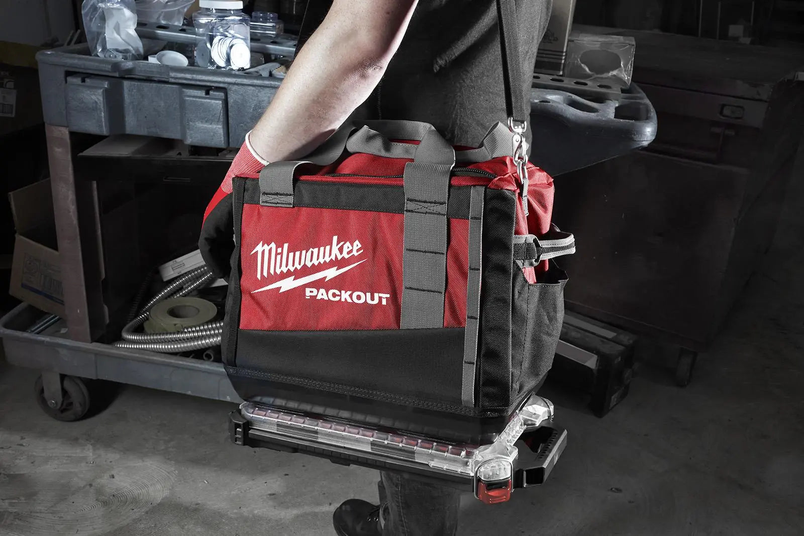 Milwaukee PACKOUT Compact Slim Organiser Tool Storage Case White Rose Tools
