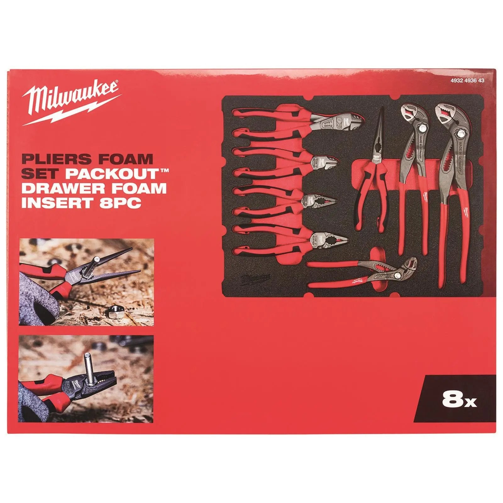 Milwaukee Packout Drawer Pliers Foam Insert Set 8 Piece White Rose Tools