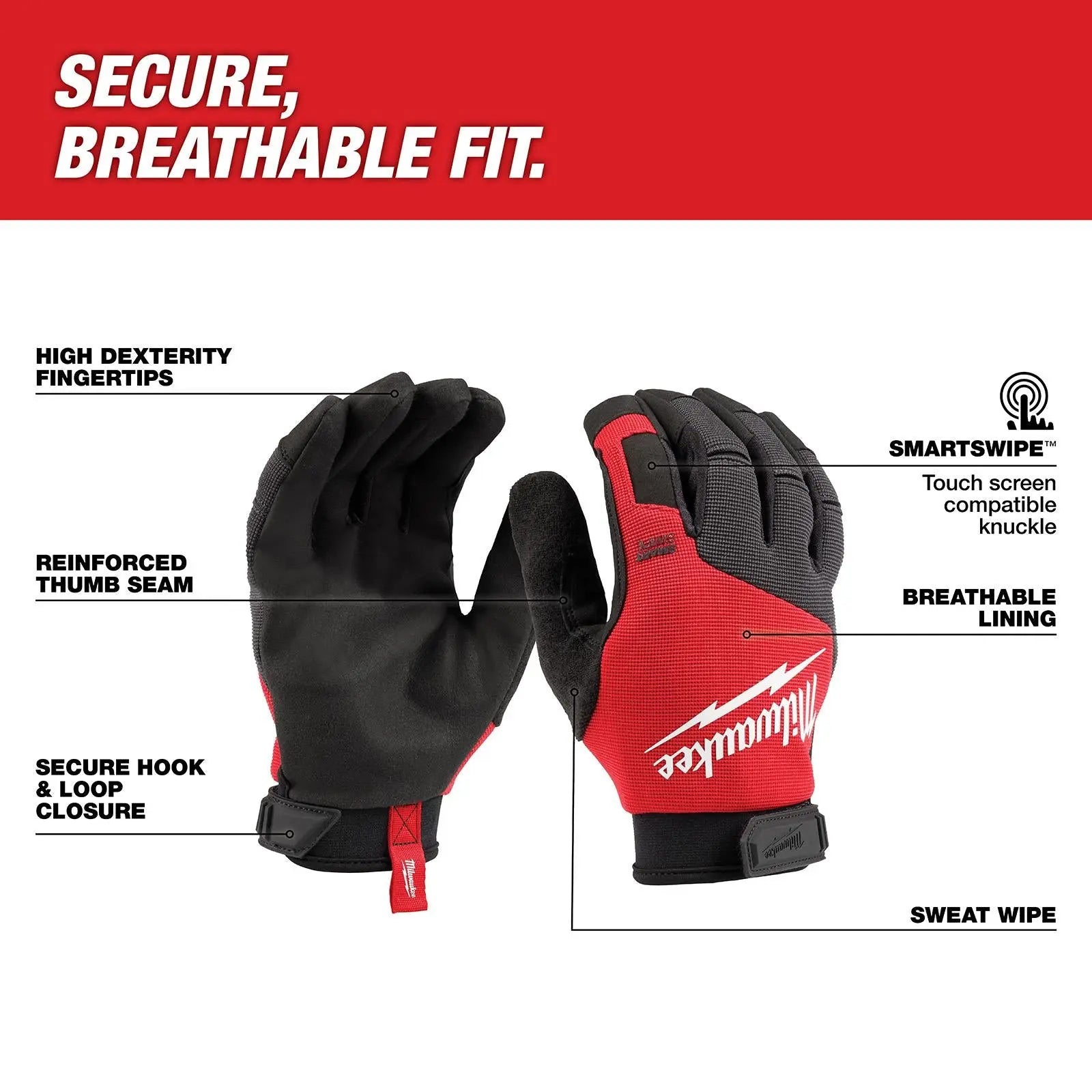 Milwaukee Performance Work Safety Gloves - Choose Size White Rose Tools