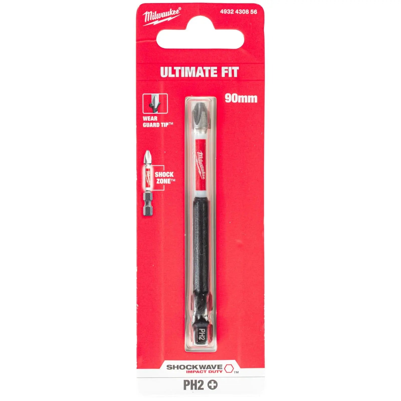 Milwaukee Phillips Screwdriver Bit PH2 90mm SHOCKWAVE Impact Duty 1/4" Hex Shank White Rose Tools