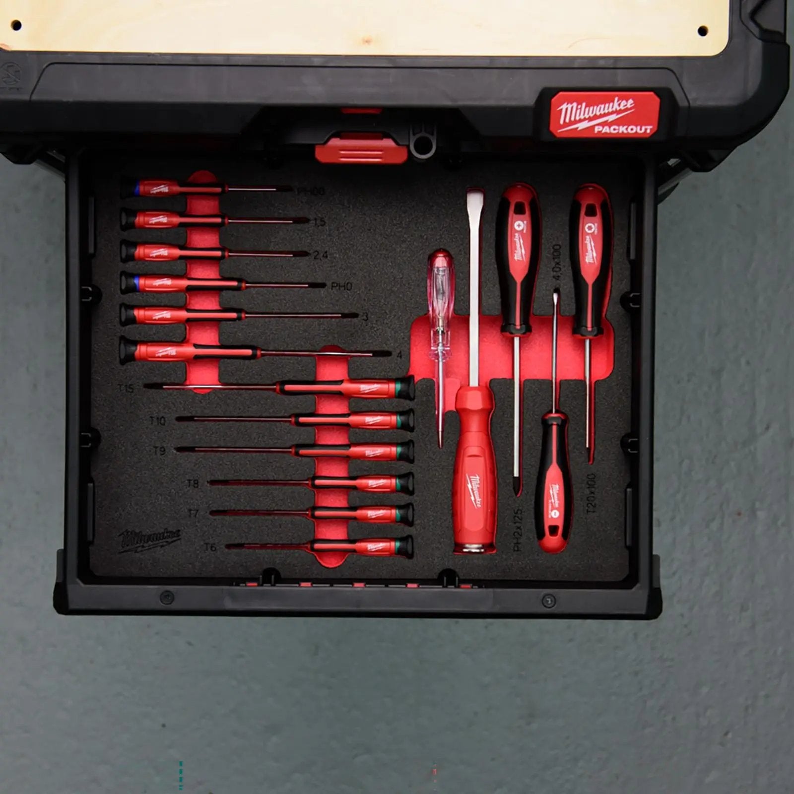 Milwaukee Precision Screwdriver Set Packout Drawer Foam Insert 17 Piece White Rose Tools