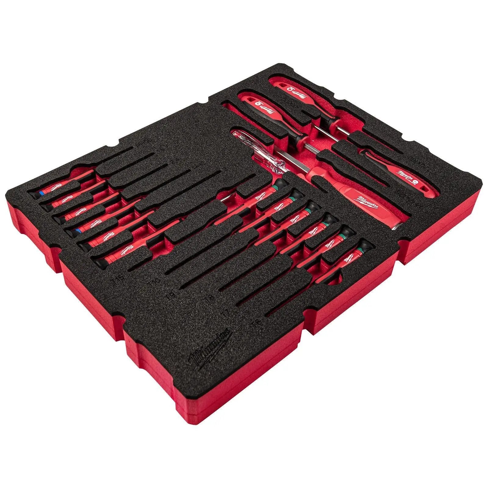 Milwaukee Precision Screwdriver Set Packout Drawer Foam Insert 17 Piece White Rose Tools