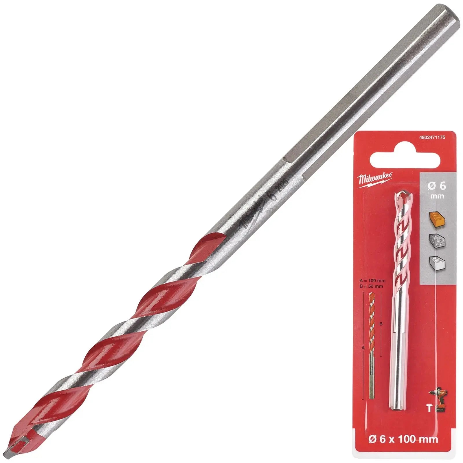 Milwaukee Premium Concrete Masonry Drill Bits 3 Flat Shank Hammer and Rotary