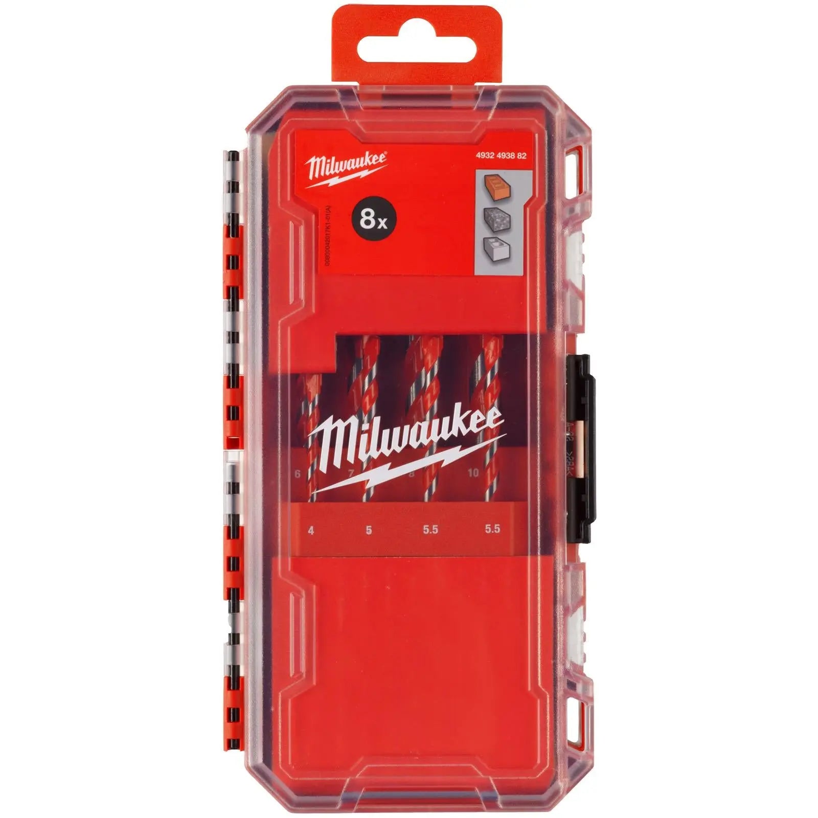 Milwaukee Premium Hammer Drill Bit Set Gen 2 PACKOUT Compatible Case 4-10mm 8 Pieces White Rose Tools