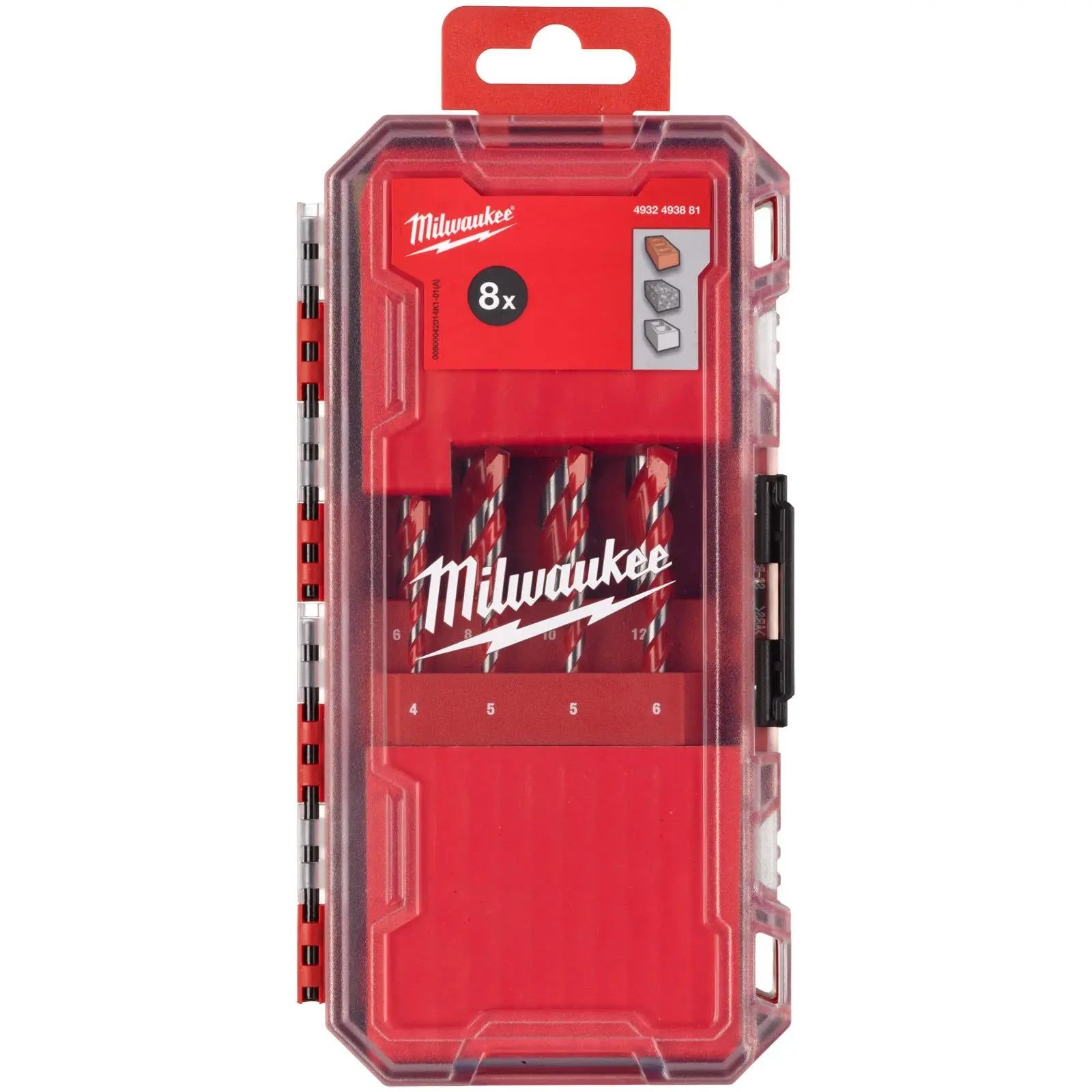 Milwaukee Premium Hammer Drill Bit Set Gen 2 PACKOUT Compatible Case 4-12mm 8 Pieces White Rose Tools