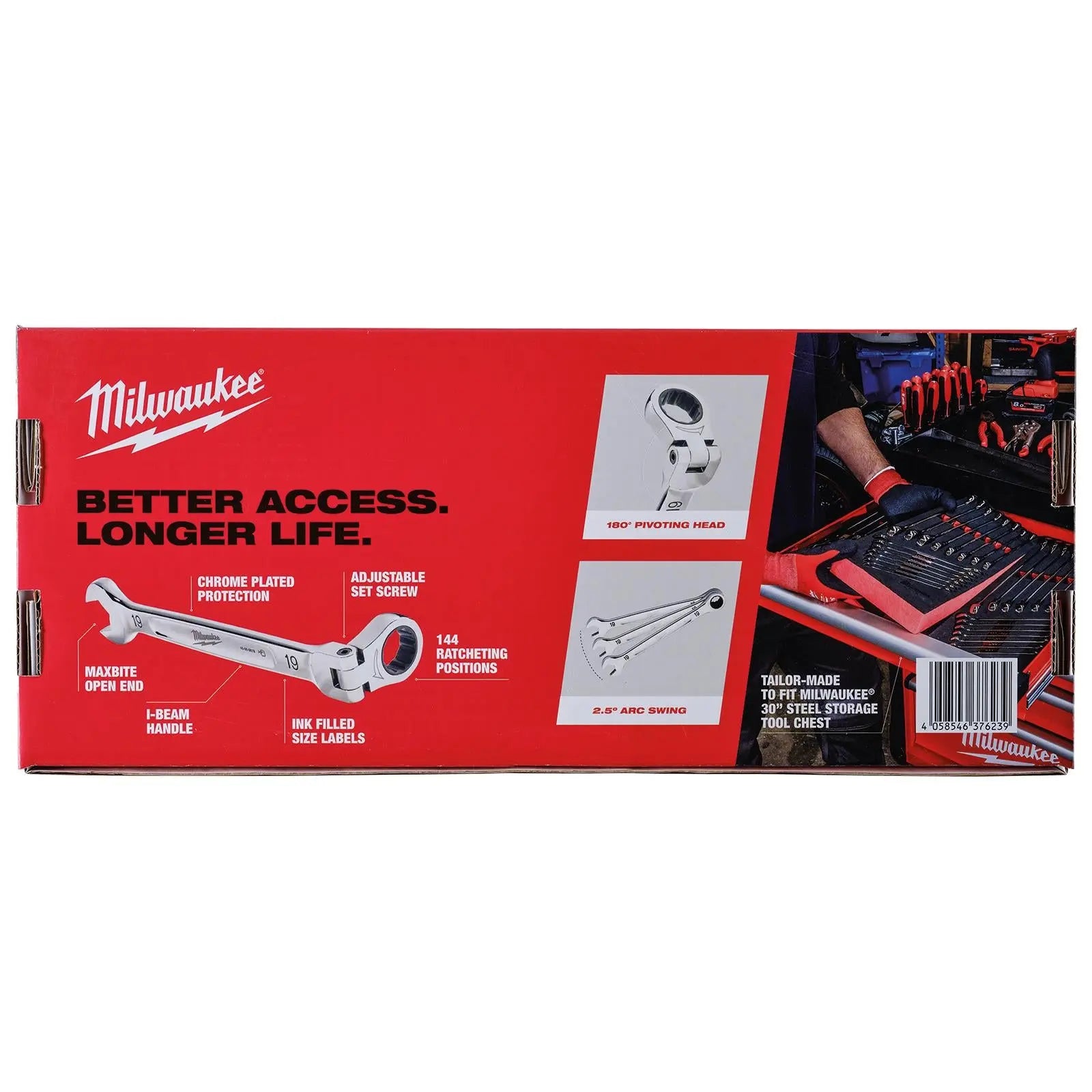 Milwaukee Ratchet Combination Spanner Set Flexi Head MAX BITE 15 Piece in Foam Insert