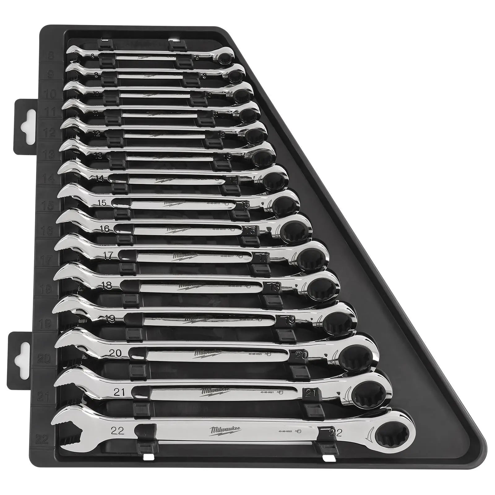 Milwaukee Ratchet Combination Spanner Set MAX BITE 15 Piece Fixed Head 8-22mm