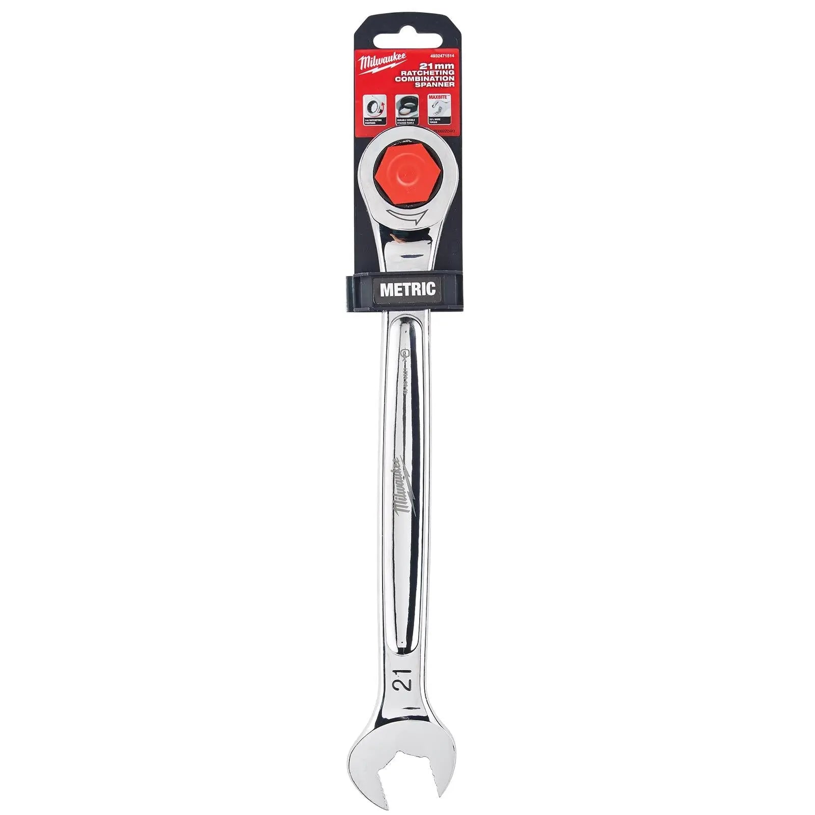 Milwaukee Ratchet Combination Spanners MAX BITE Fixed Head Open End Ring - Choose Size White Rose Tools