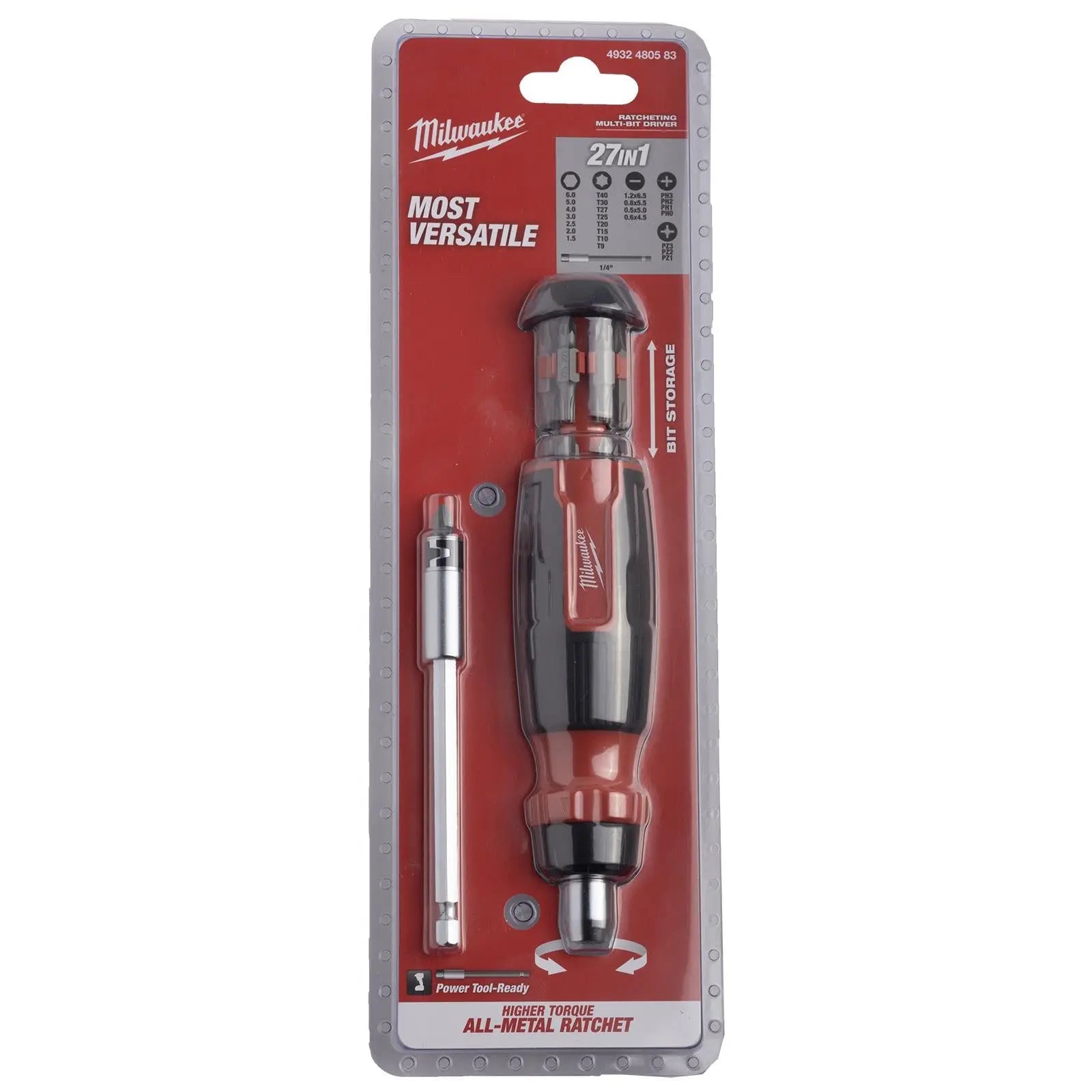 Milwaukee Ratchet Screwdriver Set 27 in 1 Multi Bit Pozi Phillips Torx Slotted Hex  White Rose Tools