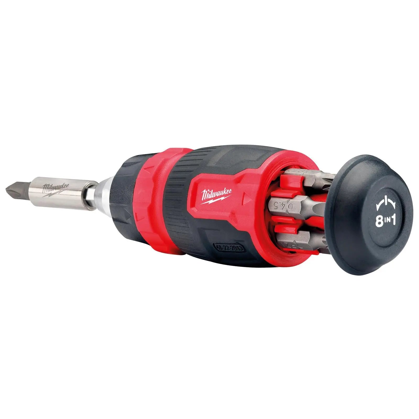Milwaukee Ratchet Screwdriver Set Compact 8 in 1 Multi Bit Stubby Pozi Phillips Torx Slotted  White Rose Tools