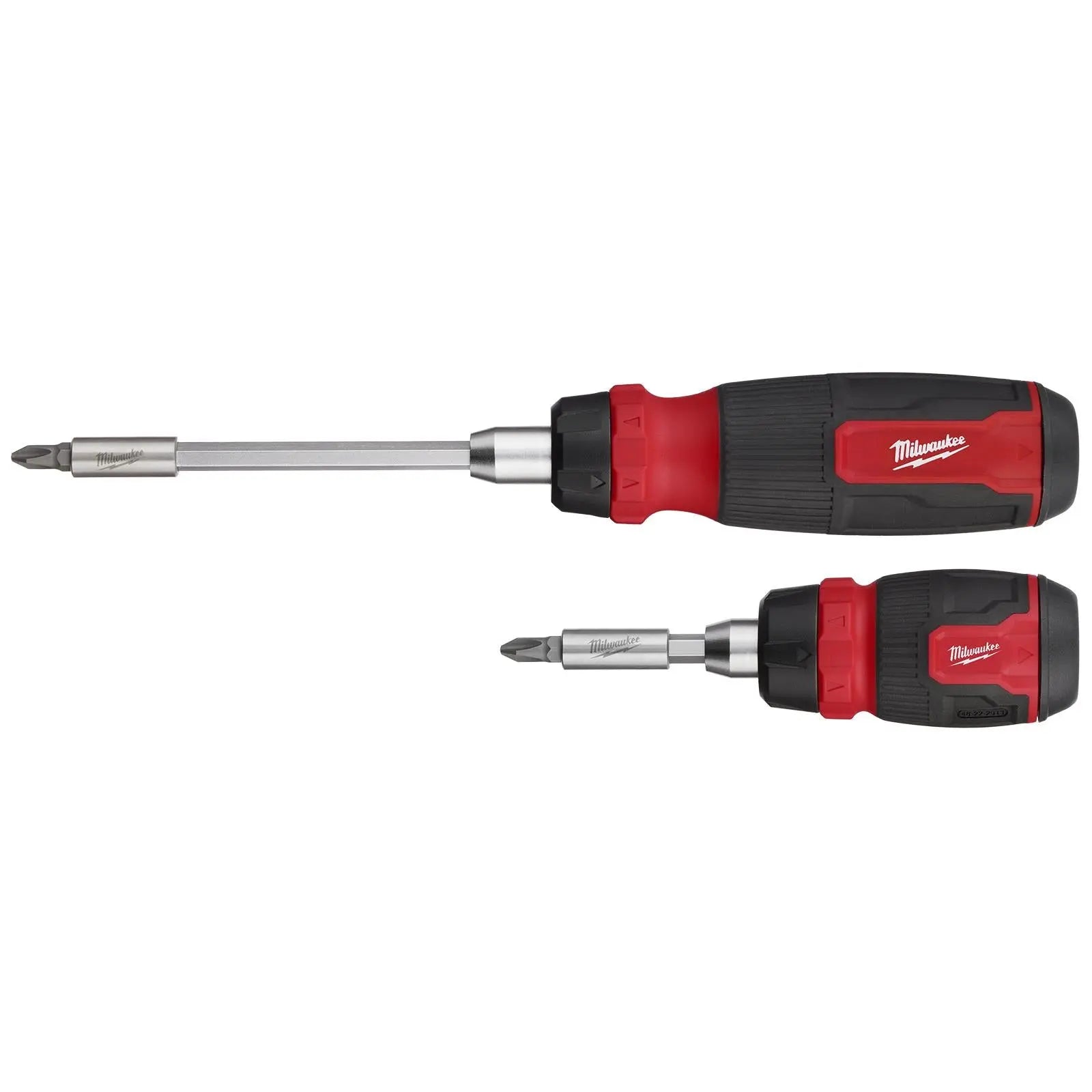 Milwaukee Ratchet Screwdriver Set Kit 2 Piece Compact 8 in 1 and Standard 14 in 1 White Rose Tools
