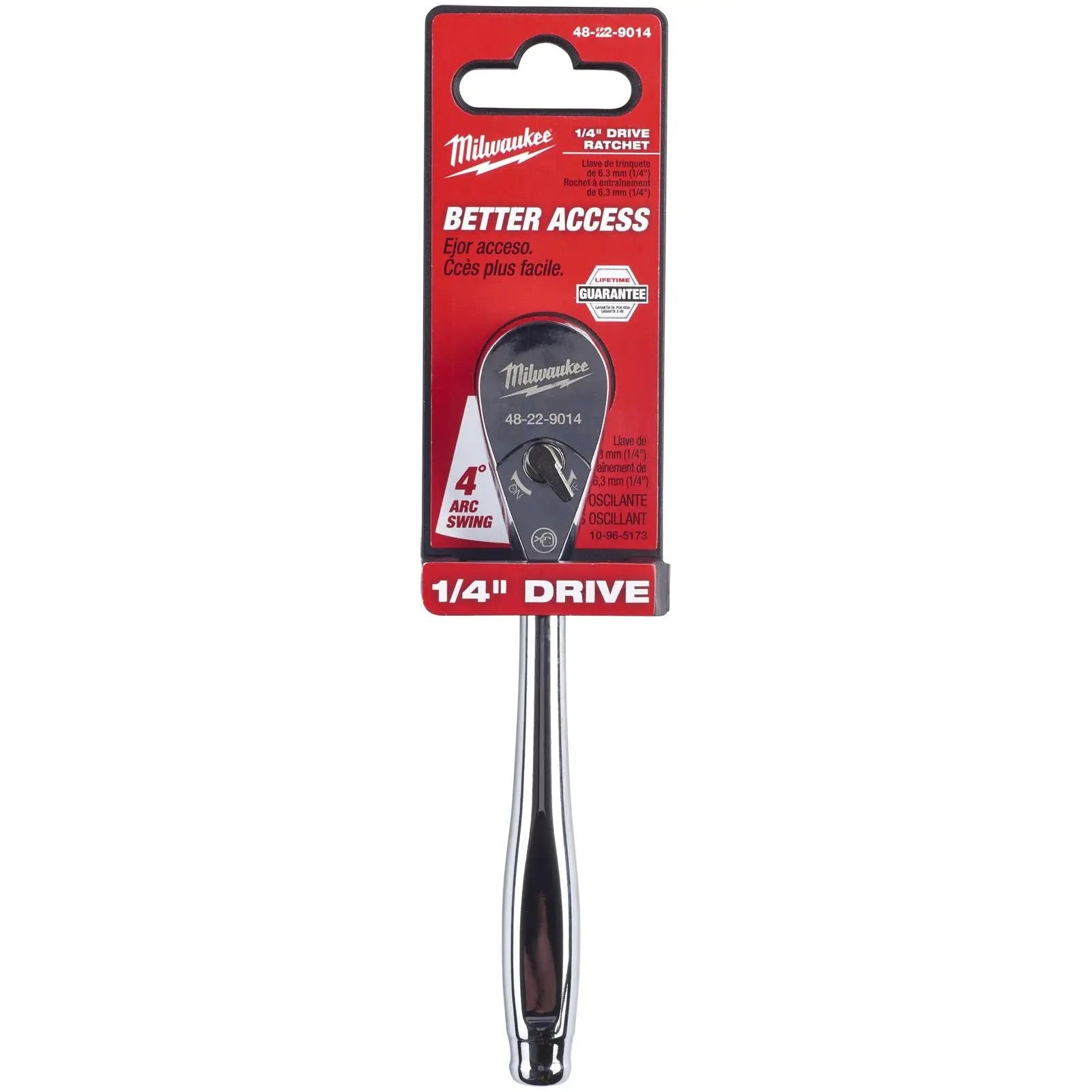 Milwaukee Ratchet Wrench 1/4" Drive 90 Tooth 152mm Long White Rose Tools