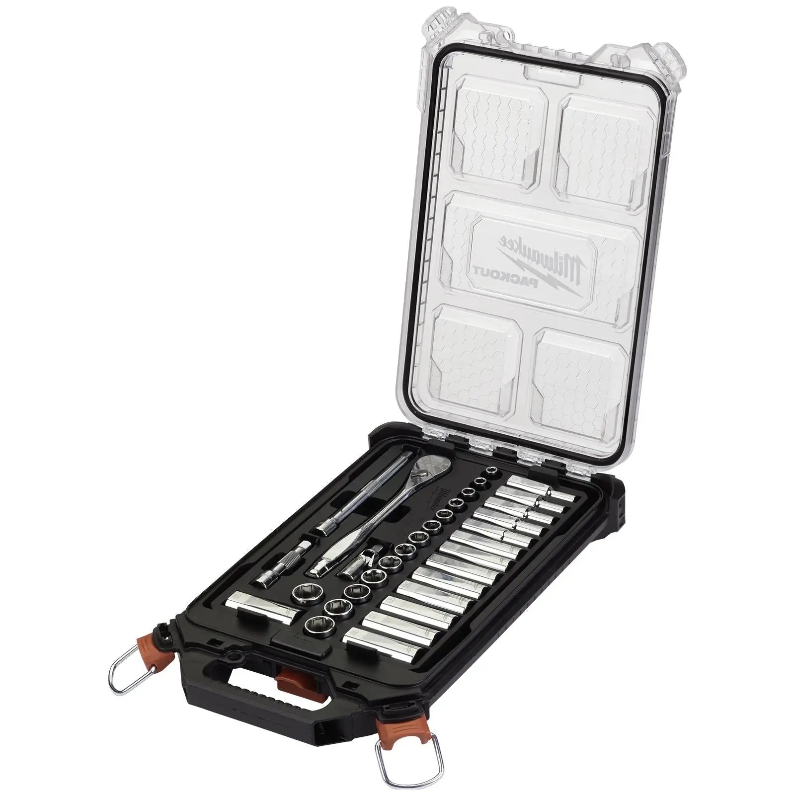 Milwaukee Ratchet and Socket Set 3/8" Drive 32 Piece Packout Compact Slim Organiser