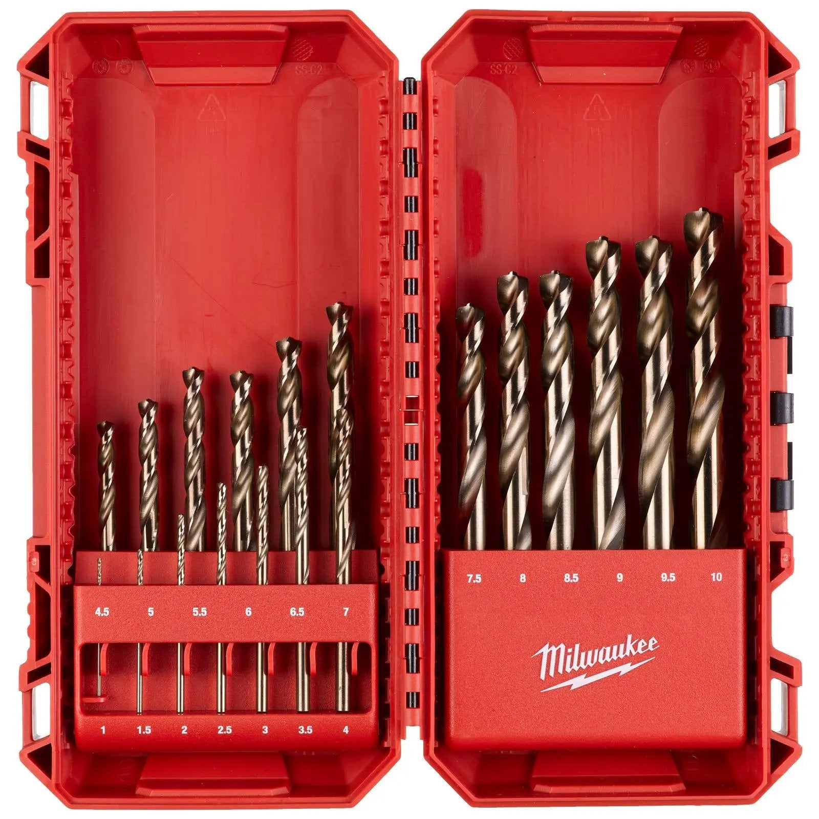 Milwaukee Red Cobalt Metal HSS Drill Bit Set 19 Piece 1-10mm White Rose Tools