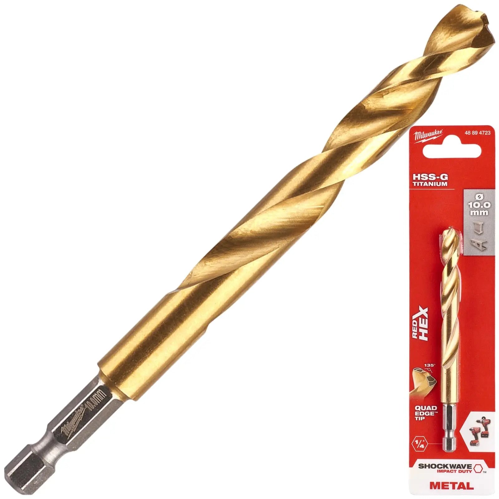 Milwaukee Red Hex Metal Drill Bits HSS Shockwave Impact Duty 1/4" Hex Shank