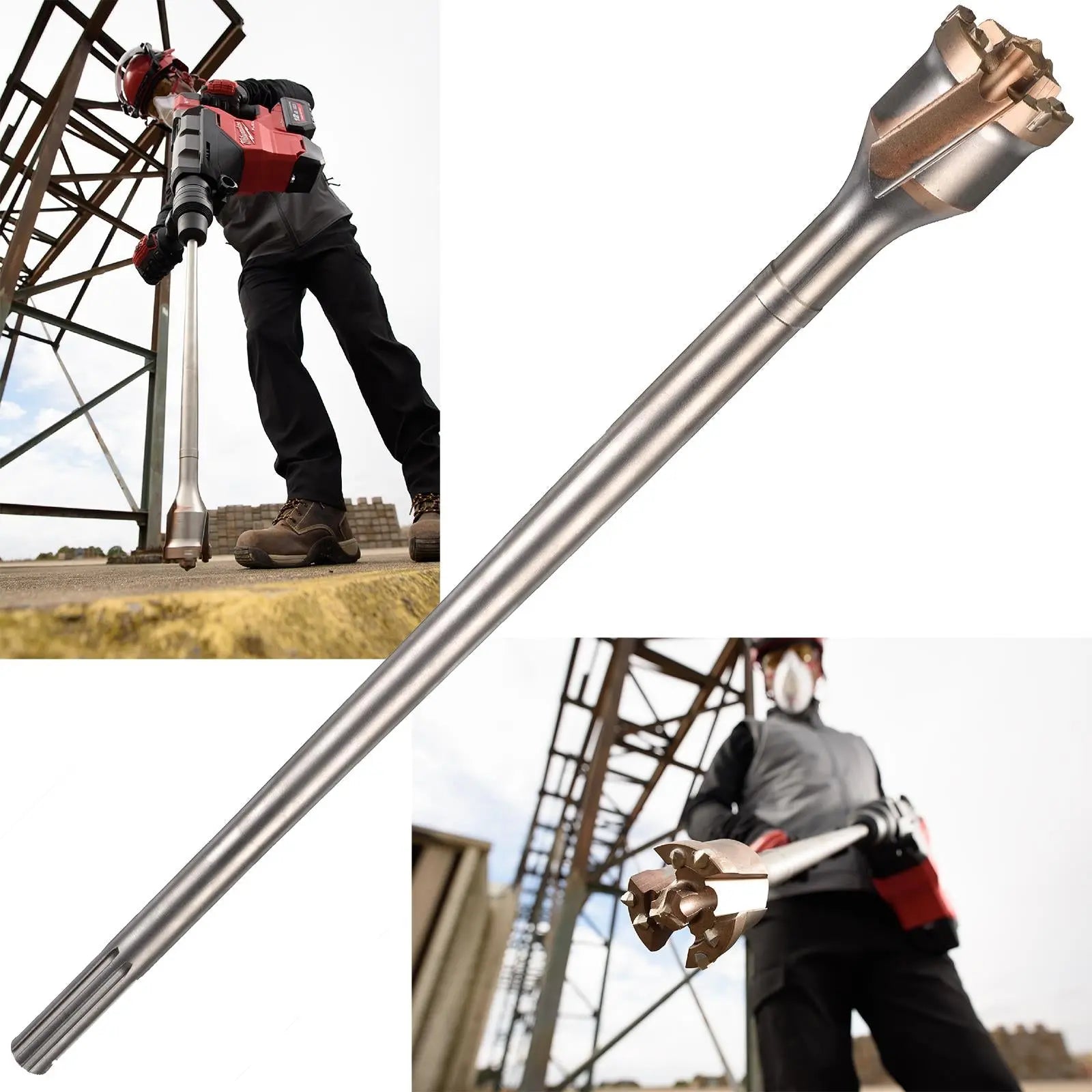 Milwaukee SDS Max TCT Tunnel Drill Bits 40-80mm 550-990mm Length for Reinforced Concrete White Rose Tools