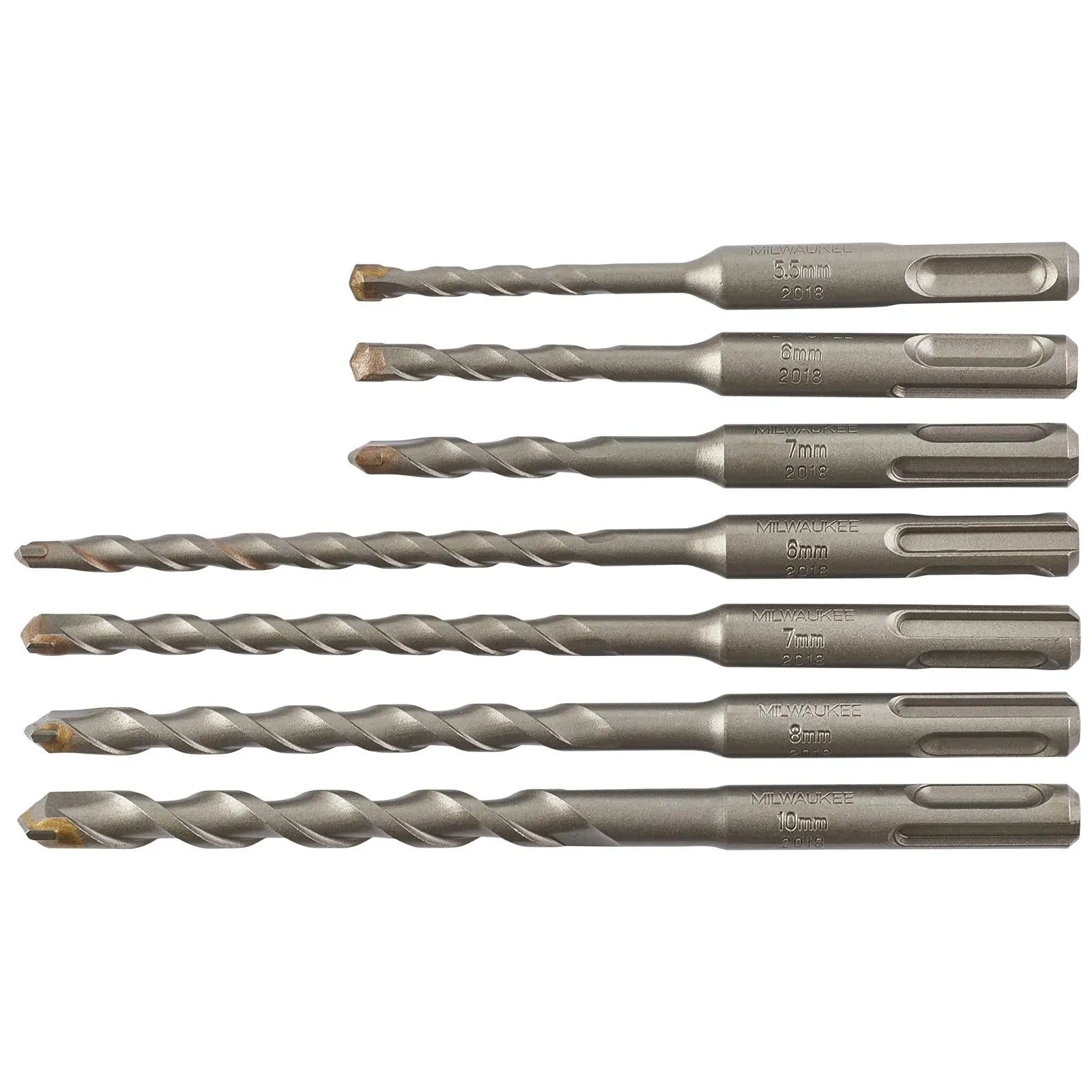 Milwaukee SDS Plus Contractor Hammer Drill Bit Set 2 Cut 7 Piece 5.5-10mm