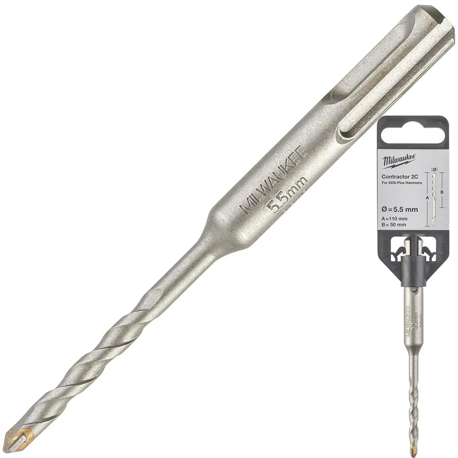 Milwaukee SDS Plus Contractor Hammer Drill Bits 2 Cut