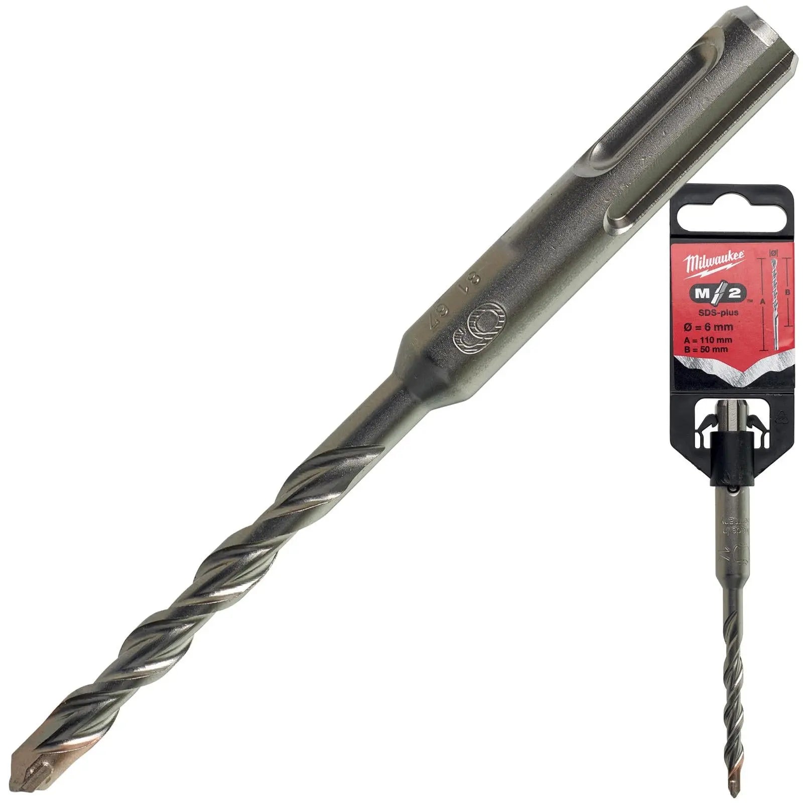 Milwaukee SDS Plus M2 Hammer Drill Bits 2 Cut 3-26 mm Diameter