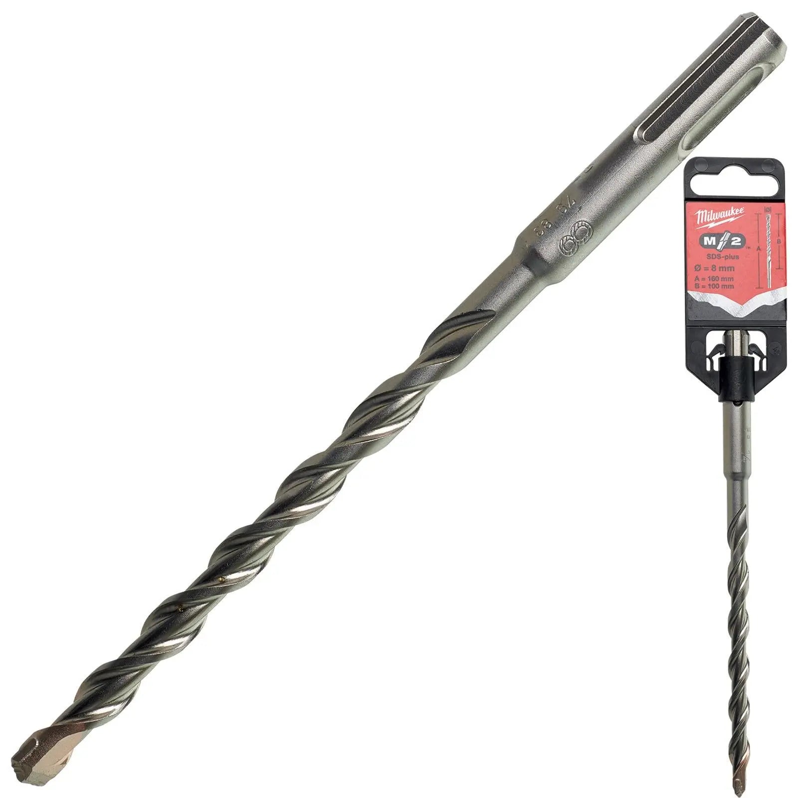 Milwaukee SDS Plus M2 Hammer Drill Bits 2 Cut 3-26 mm Diameter