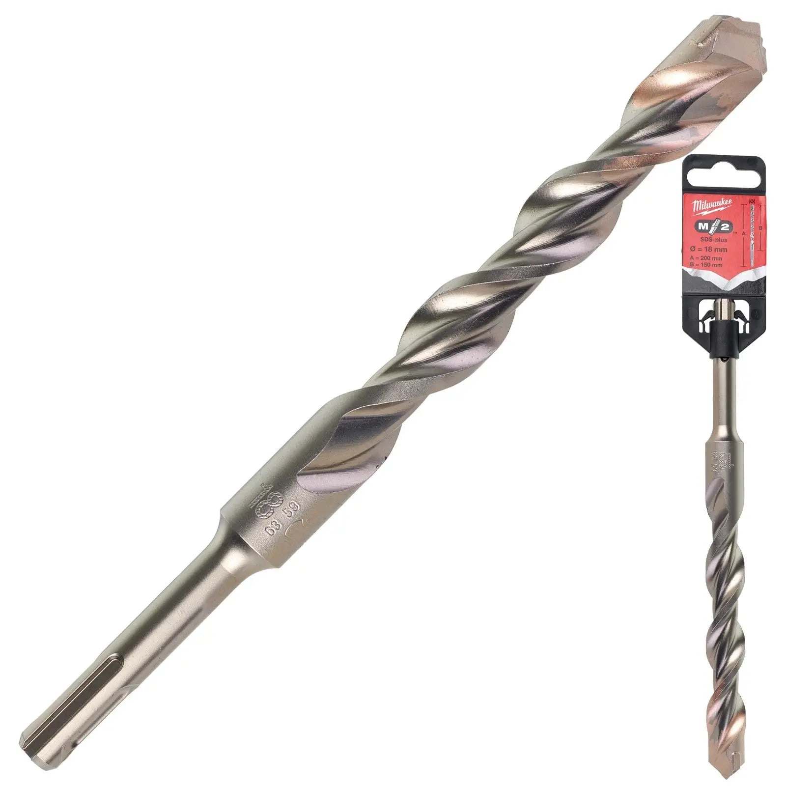 Milwaukee SDS Plus M2 Hammer Drill Bits 2 Cut 3-26 mm Diameter