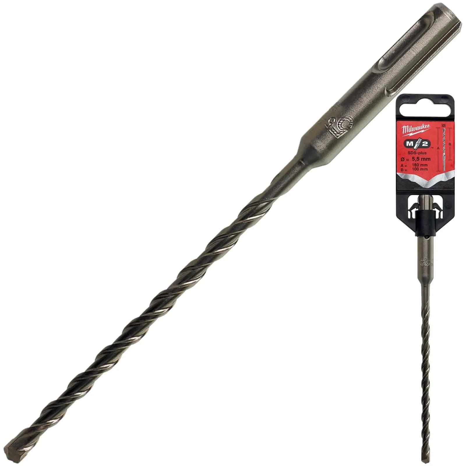 Milwaukee SDS Plus M2 Hammer Drill Bits 2 Cut 3-26 mm Diameter