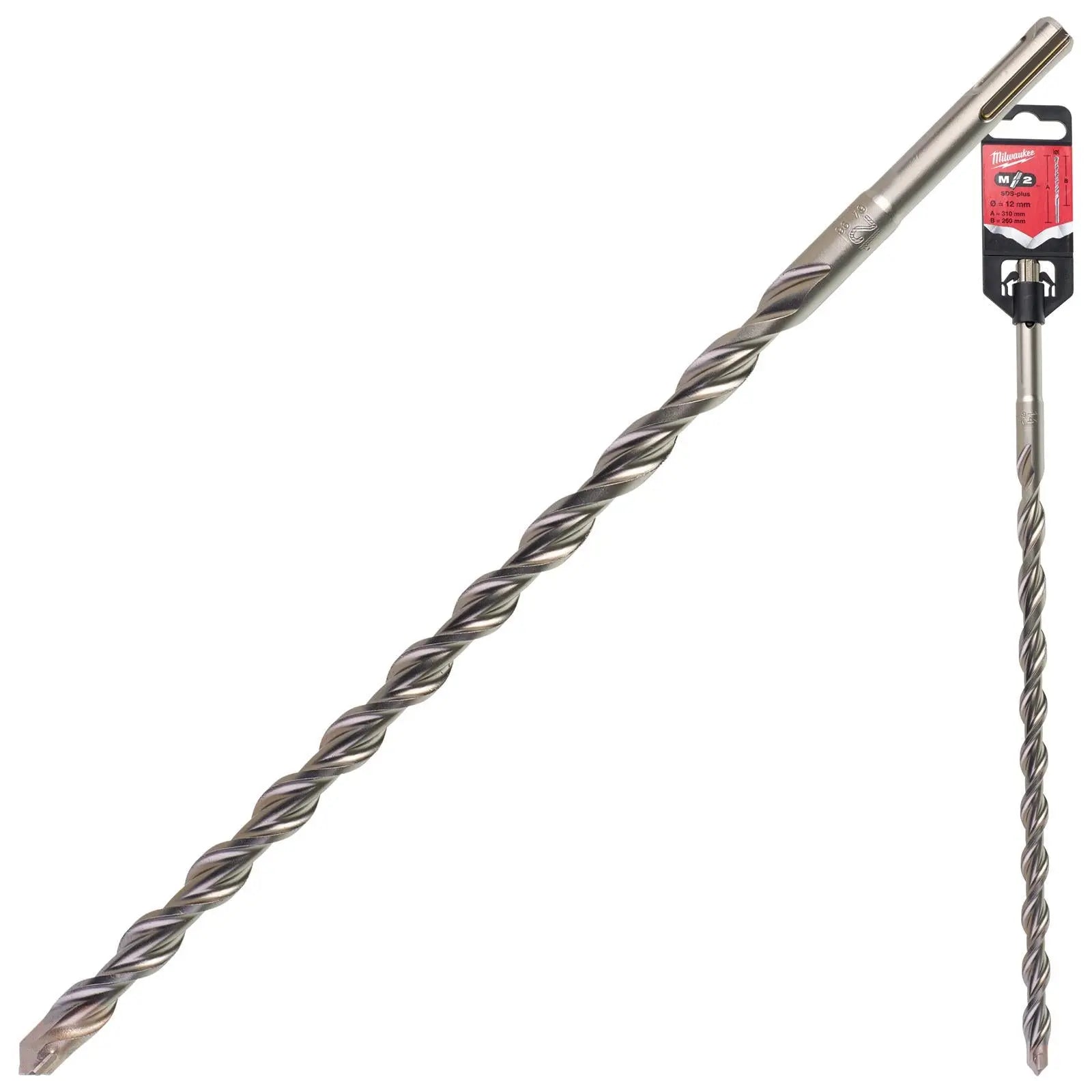 Milwaukee SDS Plus M2 Hammer Drill Bits 2 Cut 3-26 mm Diameter