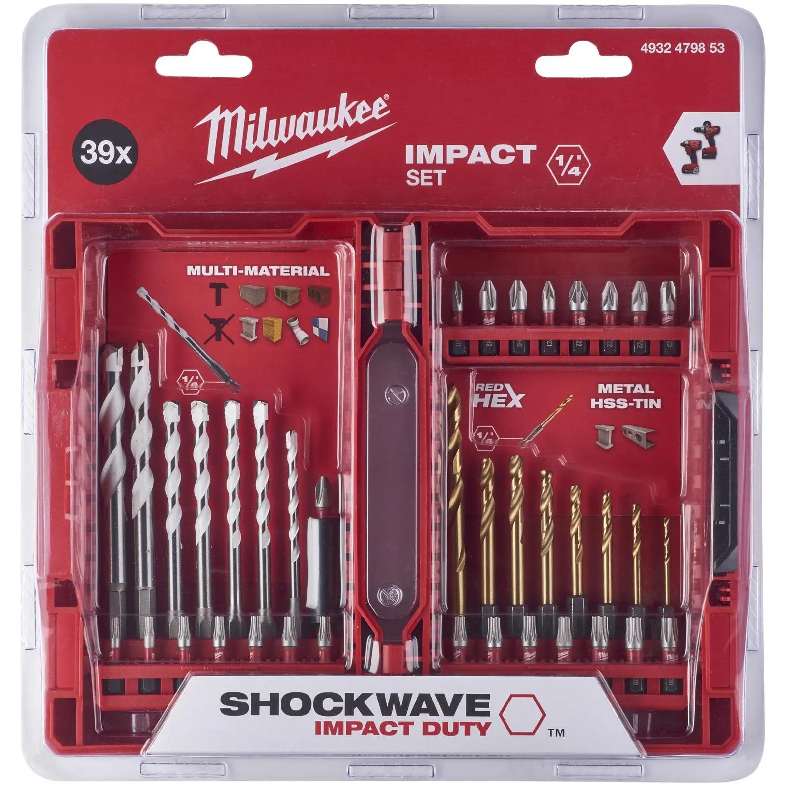 Milwaukee SHOCKWAVE Impact Duty Drill and Screwdriver Bit Set 39 Piece White Rose Tools