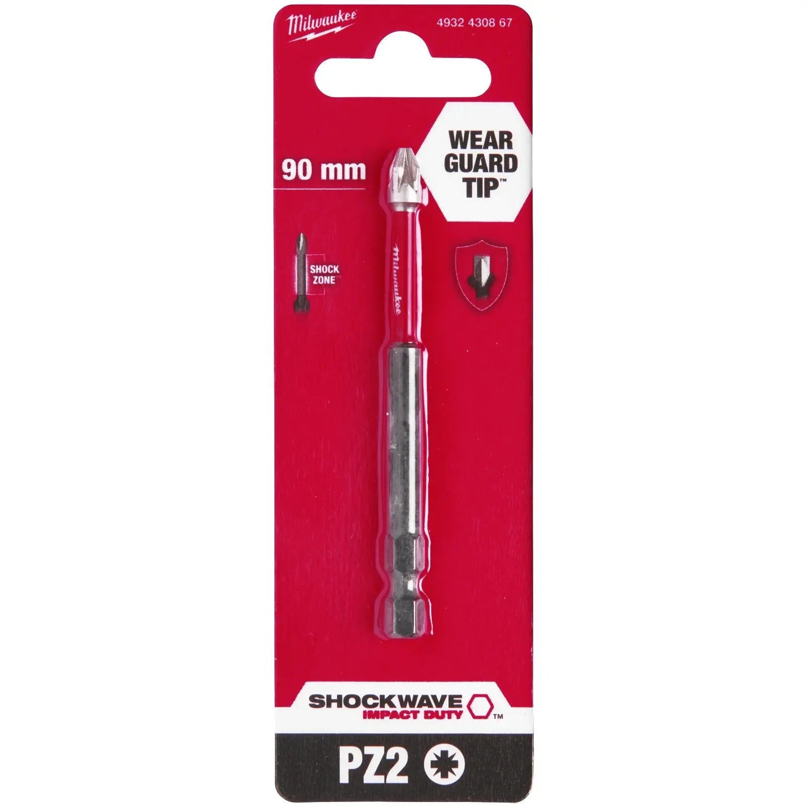 Milwaukee SHOCKWAVE Impact Duty Pozi PZ2 Screwdriver Bit 90mm White Rose Tools