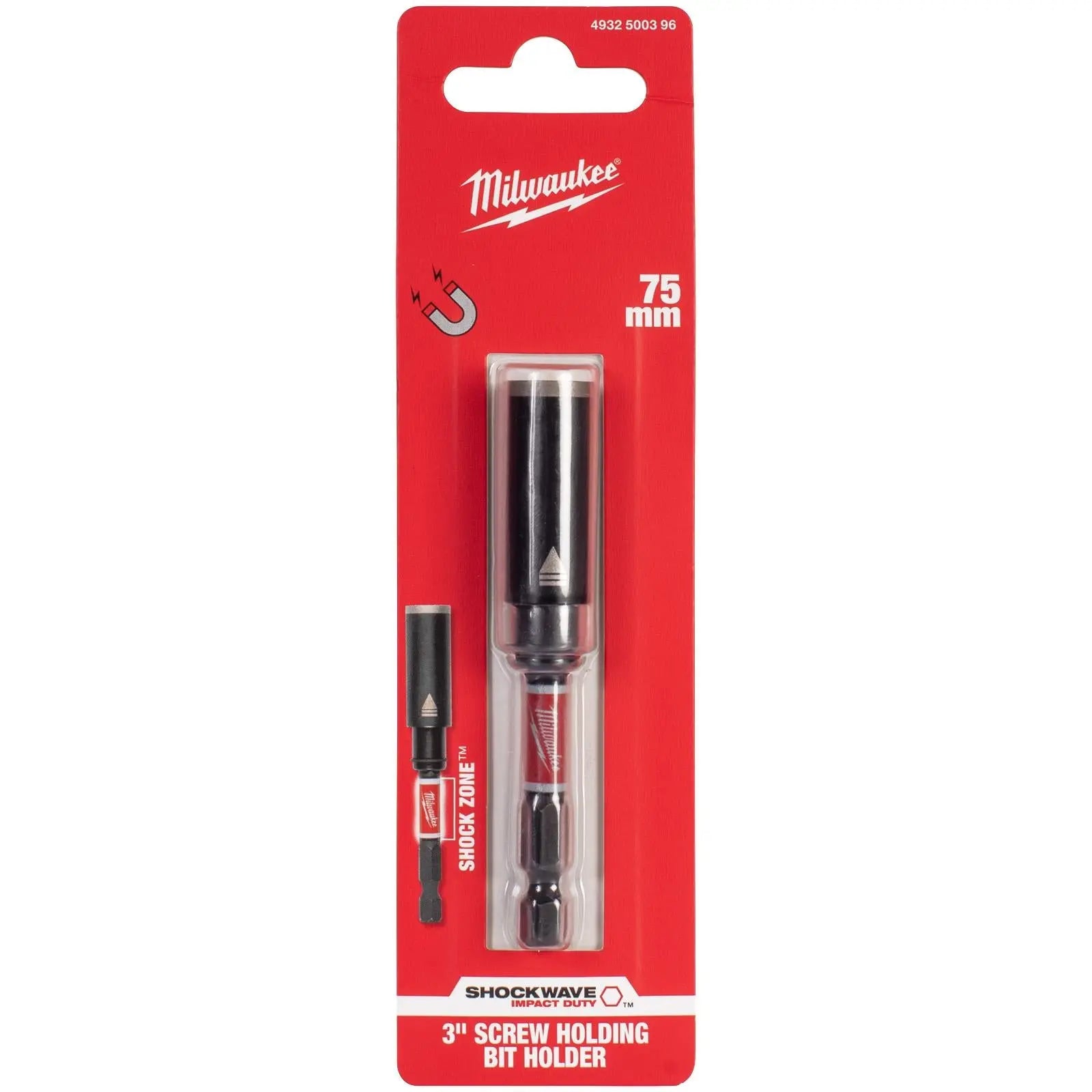 Milwaukee SHOCKWAVE Impact Duty Screw Engaging Magnetic Bit Holder 75mm White Rose Tools