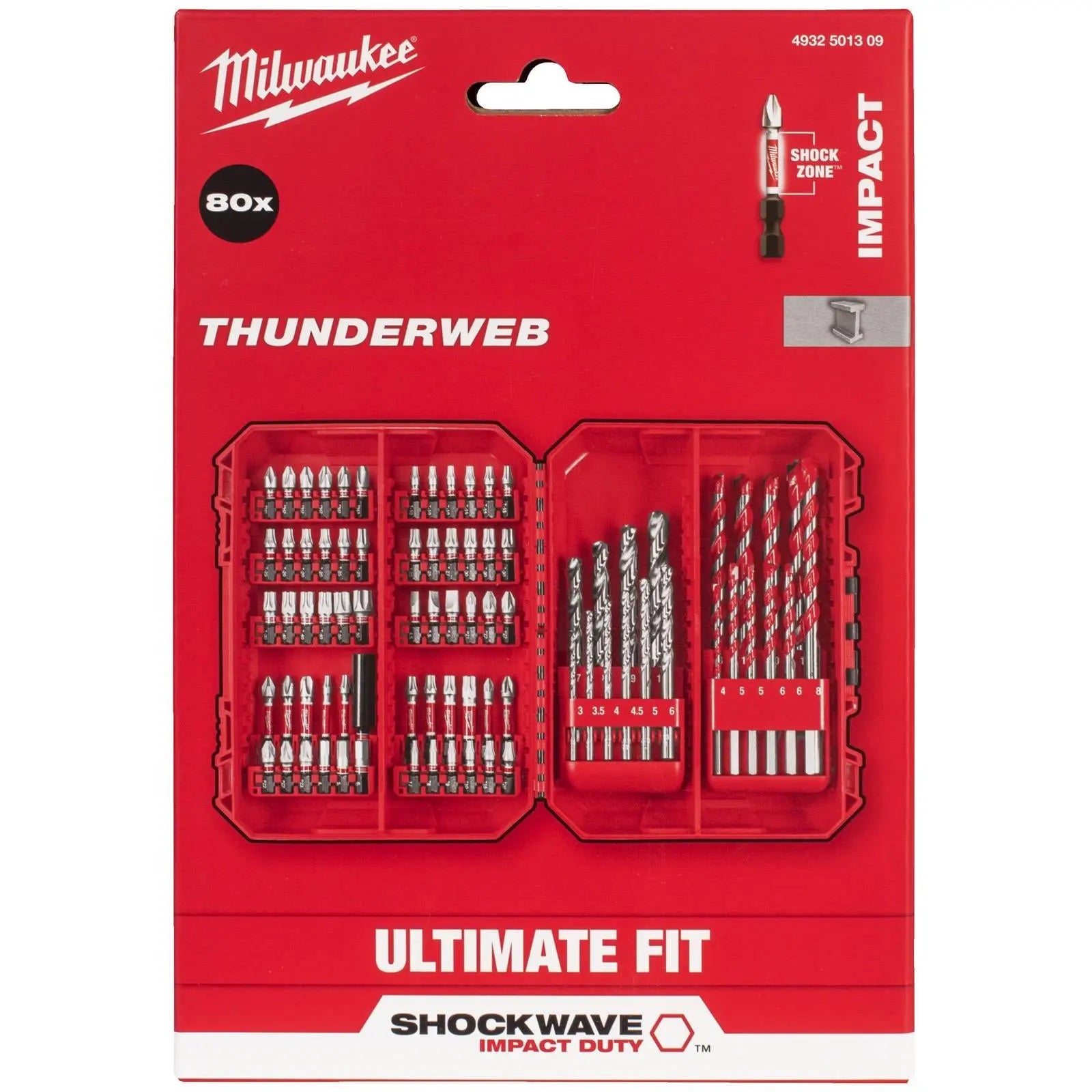 Milwaukee SHOCKWAVE Impact Duty Screwdriver and Drill Bit Set 80 Piece Ultimate Fit White Rose Tools