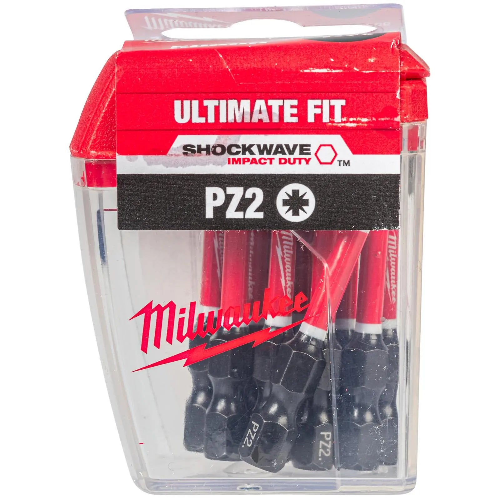 Milwaukee SHOCKWAVE Impact Screwdriver Bits PZ2 x 50mm 10 Pieces In Tic Tac Case White Rose Tools