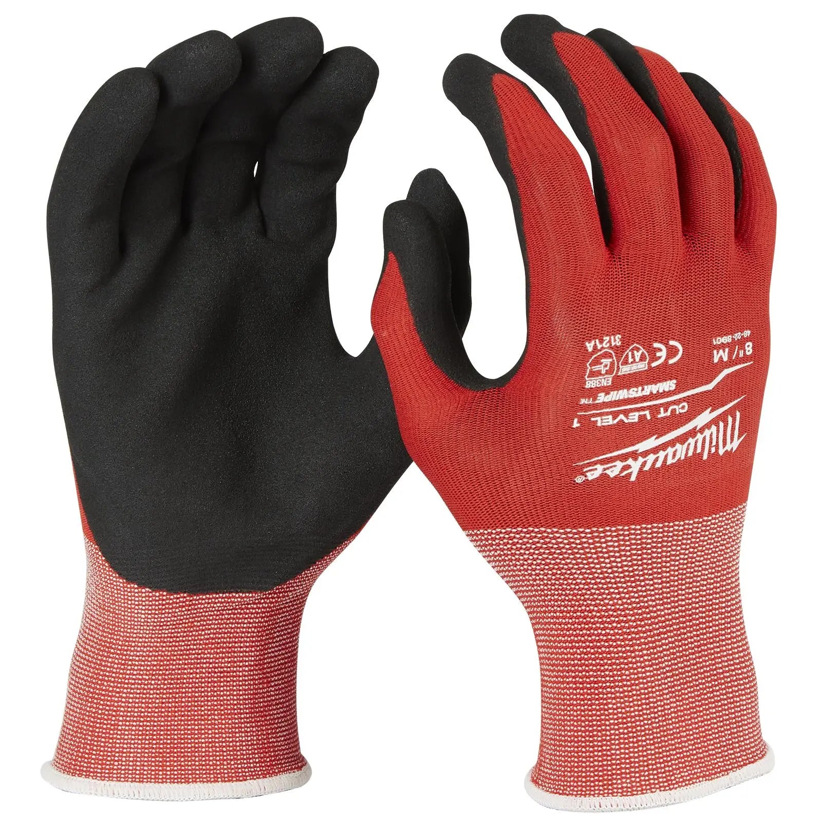 Milwaukee Safety Gloves Cut Level 1/A Dipped Glove Size 8 / M Medium