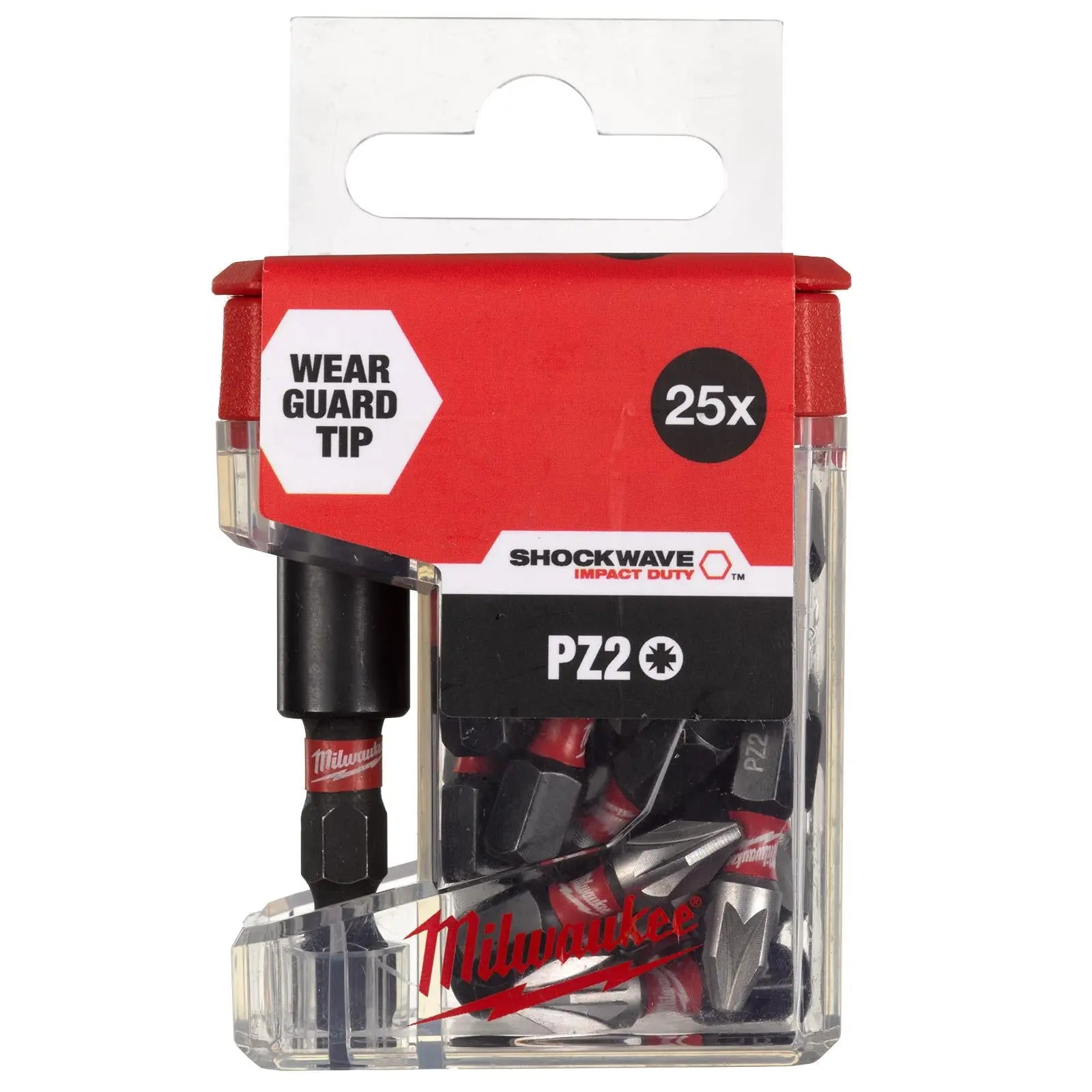 Milwaukee Screwdriver Bit Set 25 Piece PZ2 Pozi SHOCKWAVE Impact Duty + Bit Holder