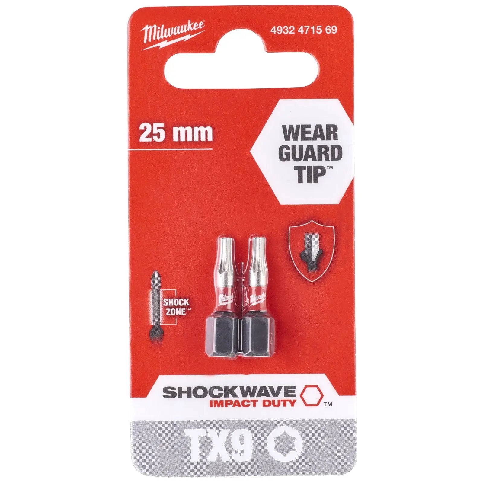 Milwaukee Screwdriver Bits Shockwave Impact Duty PH PZ TX HEX SL Blister Packed