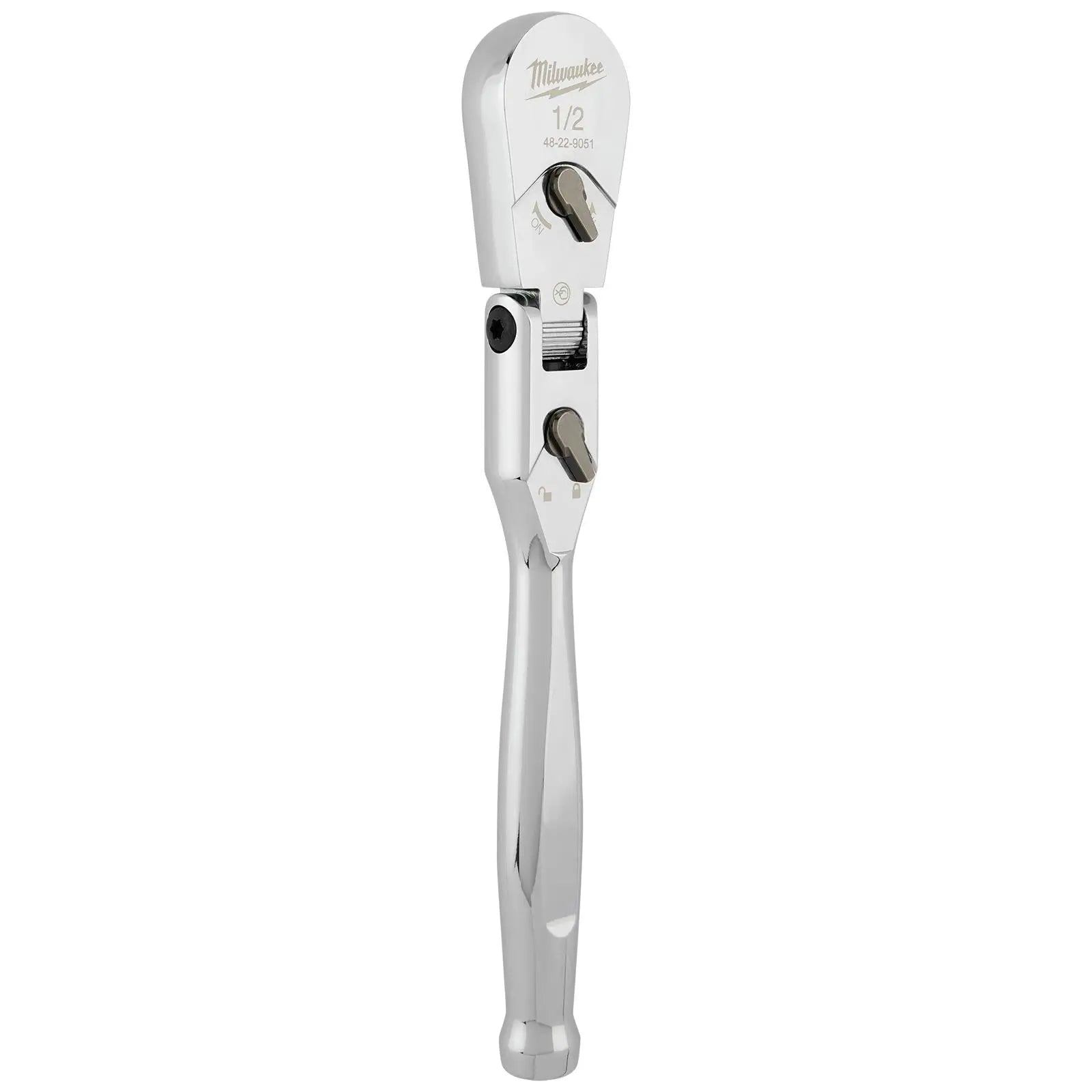 Milwaukee Socket Ratchet Wrench Flexible Head 1/2" Drive 90 Tooth Slim Profile Head White Rose Tools