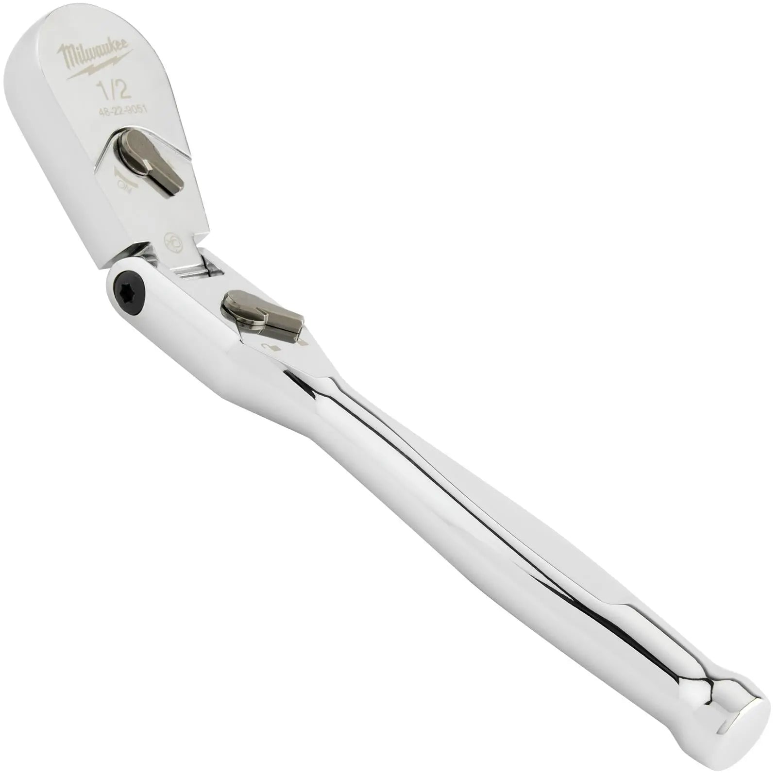 Milwaukee Socket Ratchet Wrench Flexible Head 1/2" Drive 90 Tooth Slim Profile Head White Rose Tools