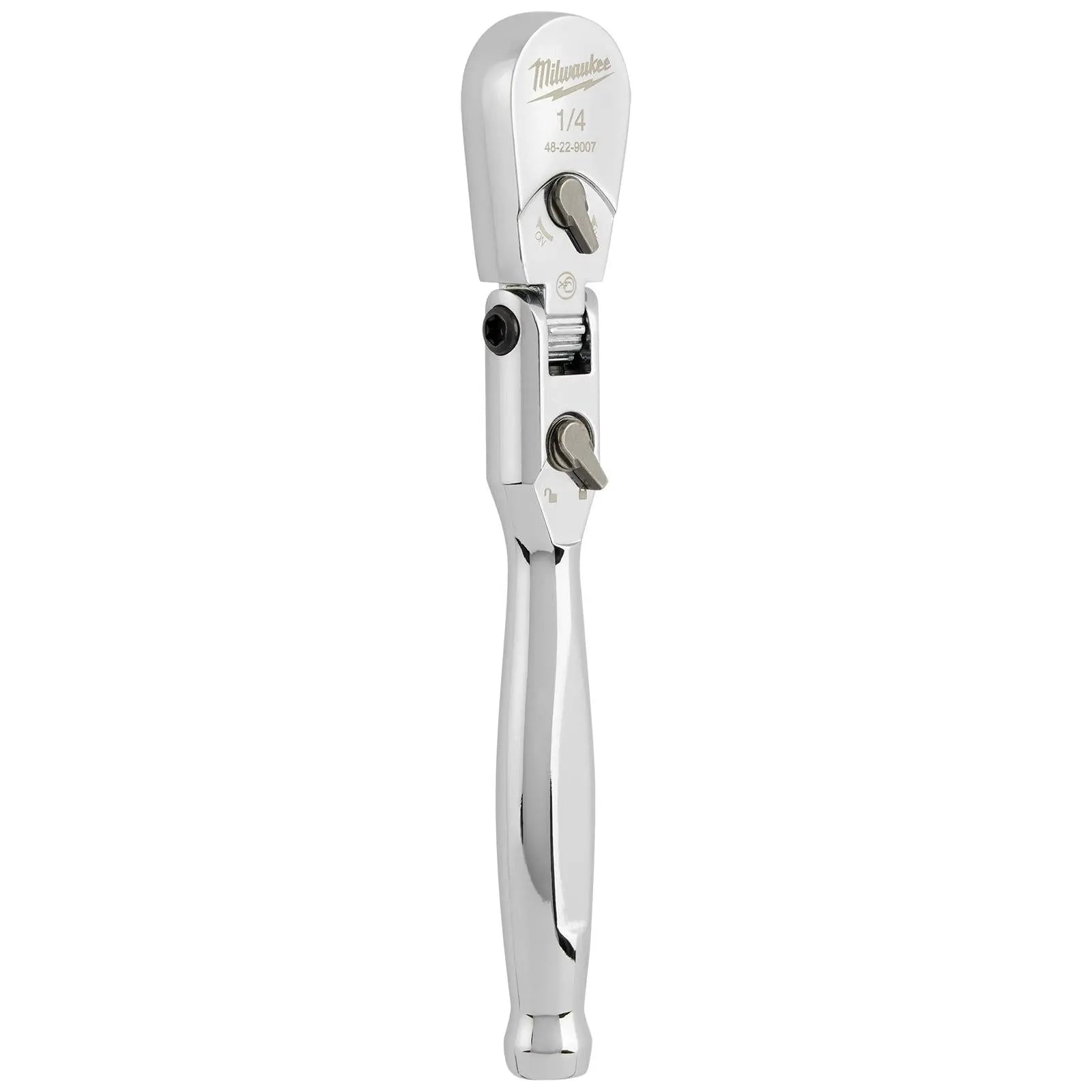 Milwaukee Socket Ratchet Wrench Flexible Head 1/4" Drive 90 Tooth Slim Profile Head White Rose Tools