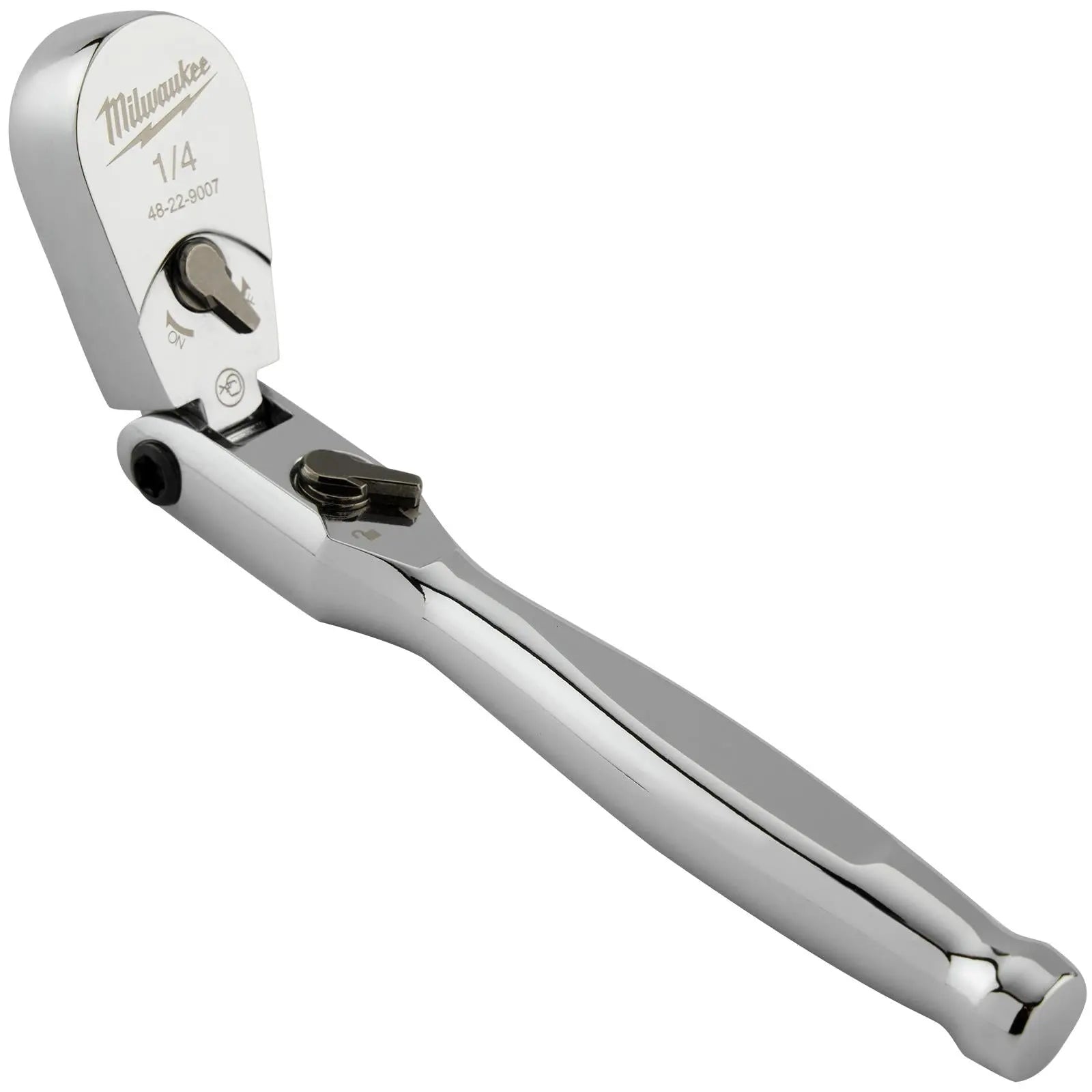 Milwaukee Socket Ratchet Wrench Flexible Head 1/4" Drive 90 Tooth Slim Profile Head White Rose Tools