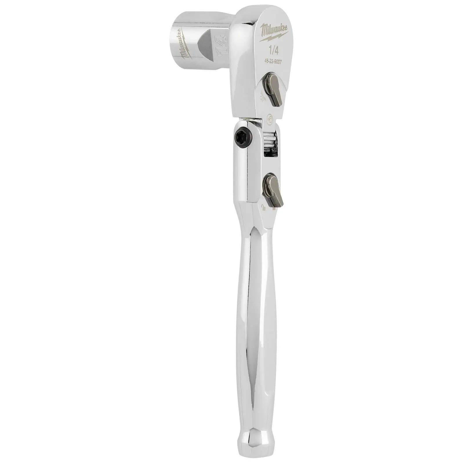 Milwaukee Socket Ratchet Wrench Flexible Head 1/4" Drive 90 Tooth Slim Profile Head White Rose Tools