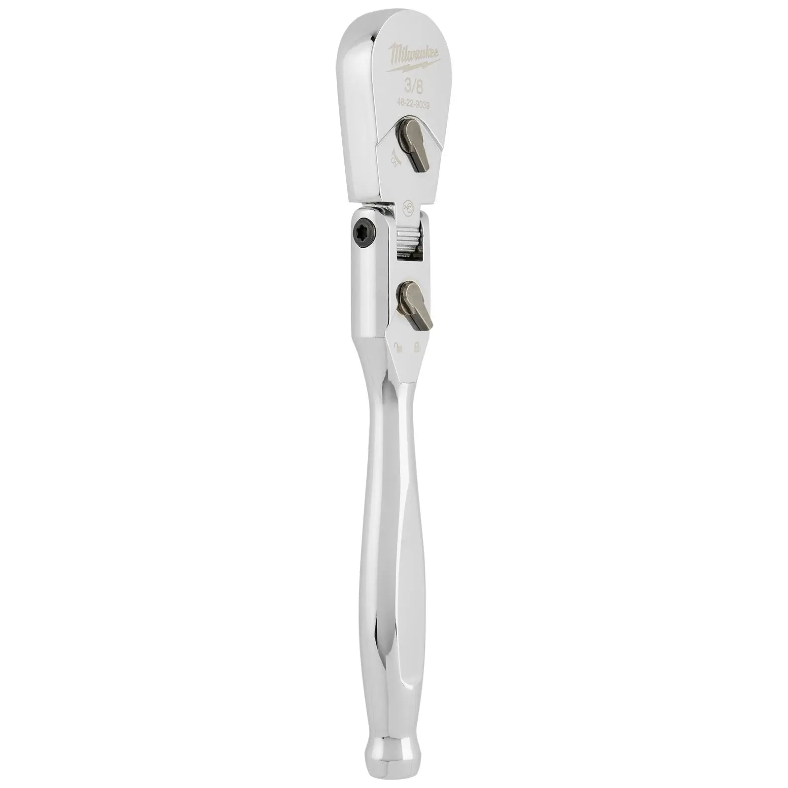 Milwaukee Socket Ratchet Wrench Flexible Head 3/8" Drive 90 Tooth Slim Profile Head White Rose Tools