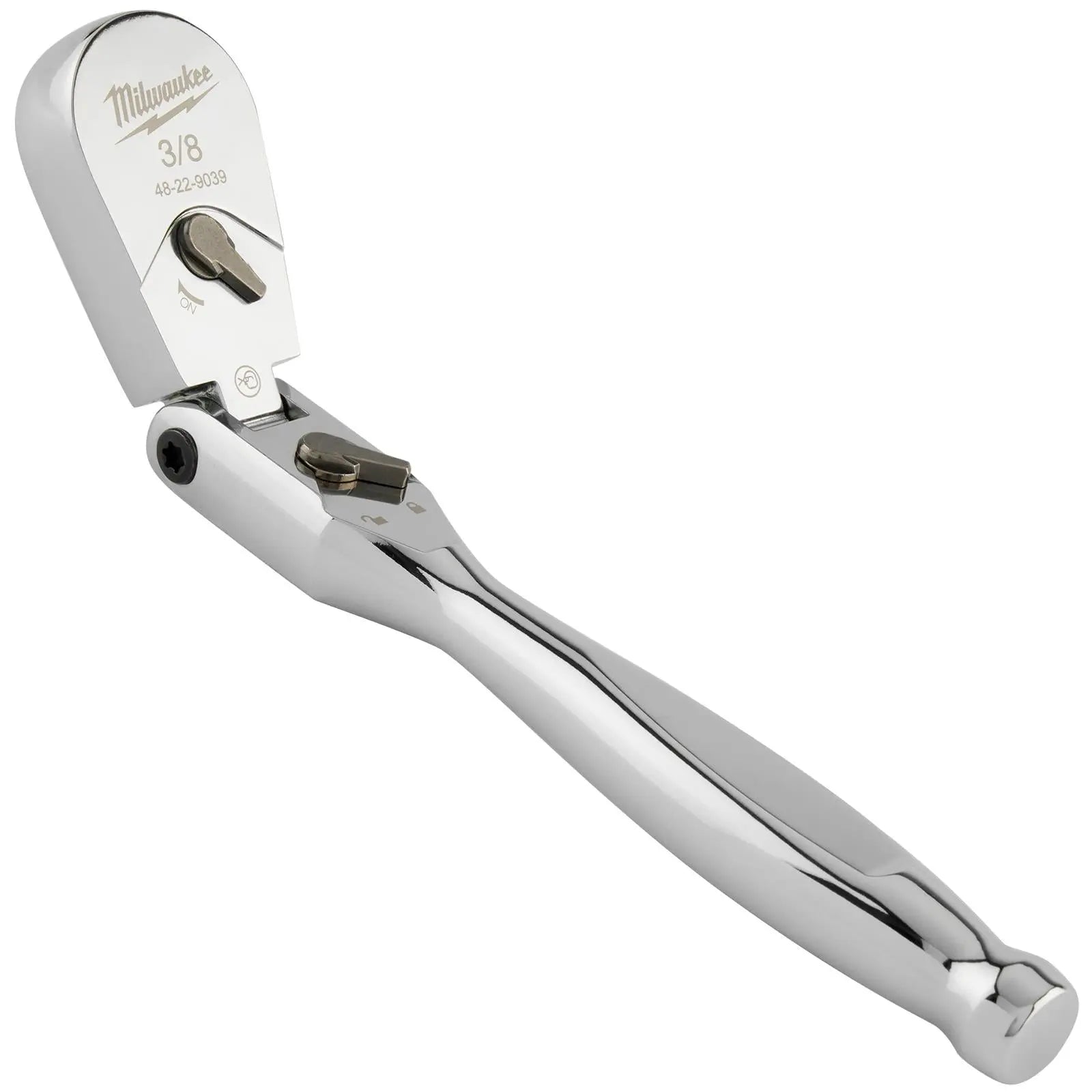 Milwaukee Socket Ratchet Wrench Flexible Head 3/8" Drive 90 Tooth Slim Profile Head White Rose Tools