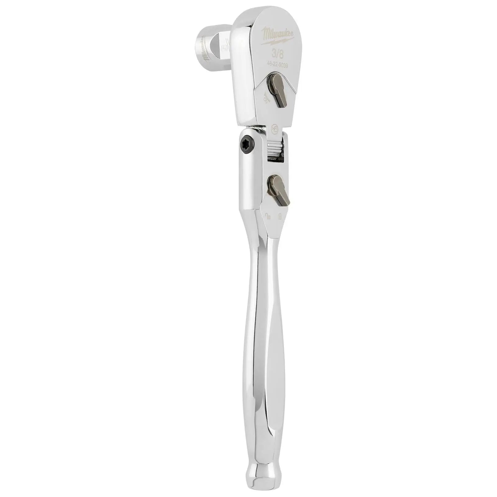 Milwaukee Socket Ratchet Wrench Flexible Head 3/8" Drive 90 Tooth Slim Profile Head White Rose Tools