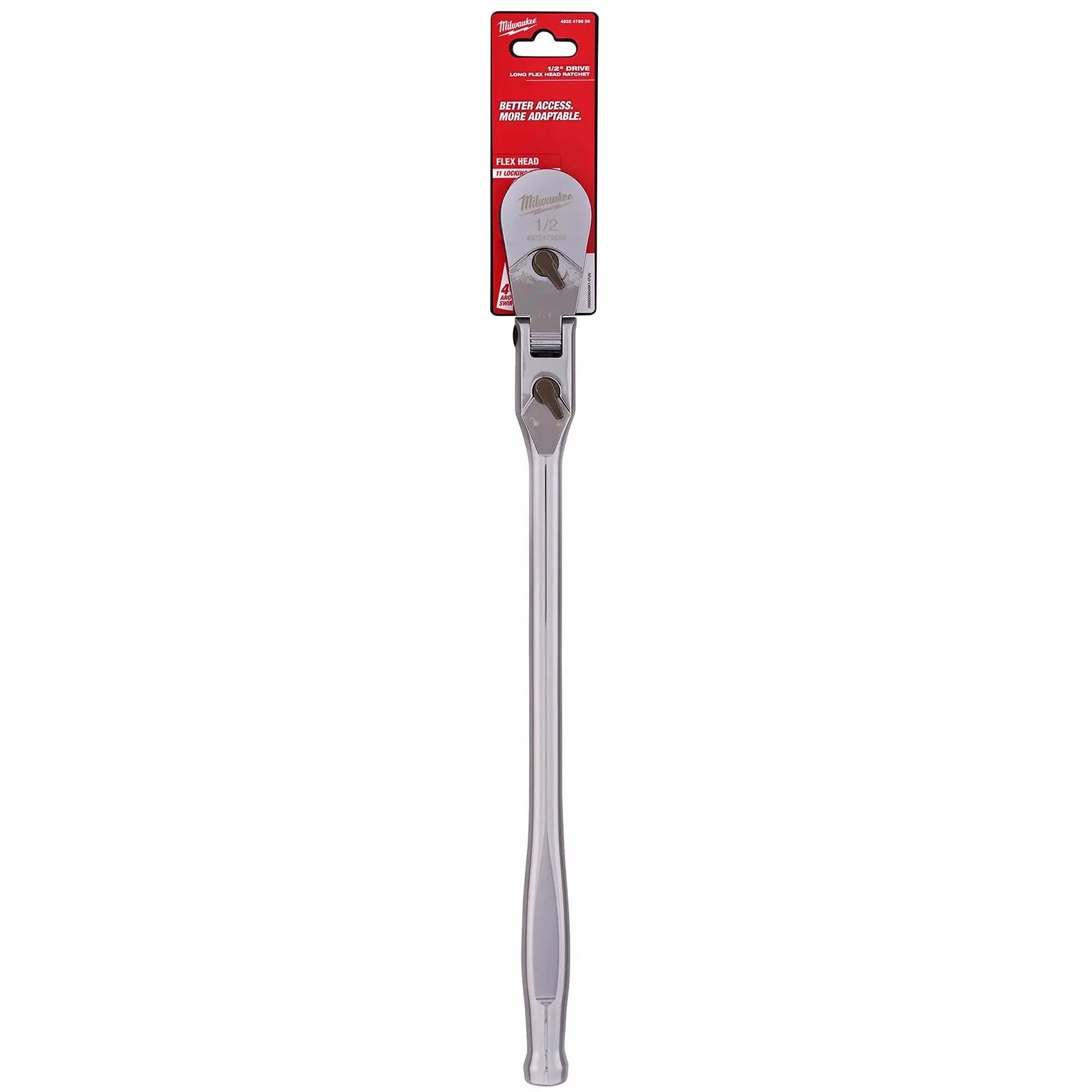 Milwaukee Socket Ratchet Wrench Long Flexible Head 1/2" Drive 90 Tooth Slim Profile Head White Rose Tools