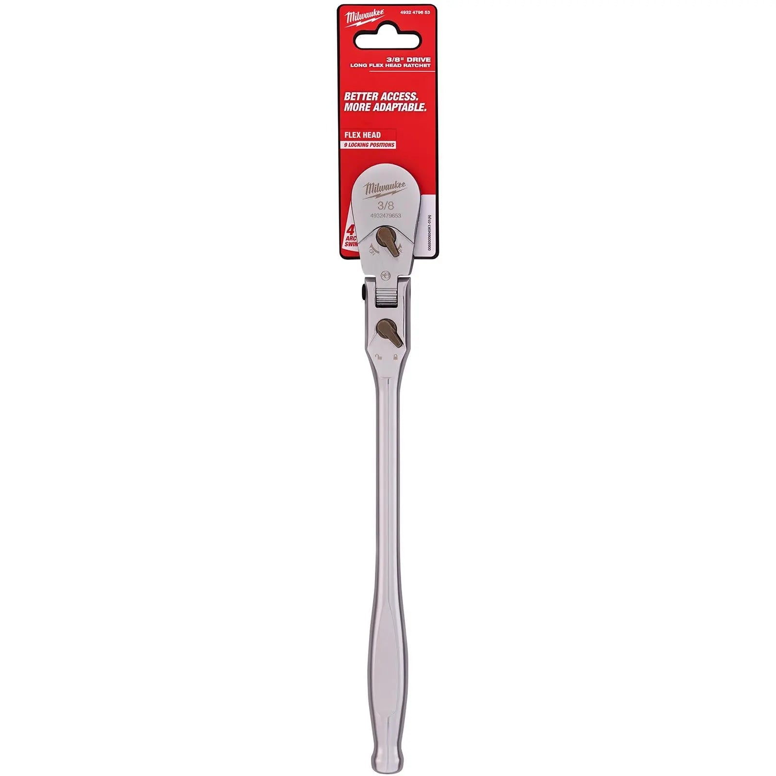 Milwaukee Socket Ratchet Wrench Long Flexible Head 3/8" Drive 90 Tooth Slim Profile Head White Rose Tools