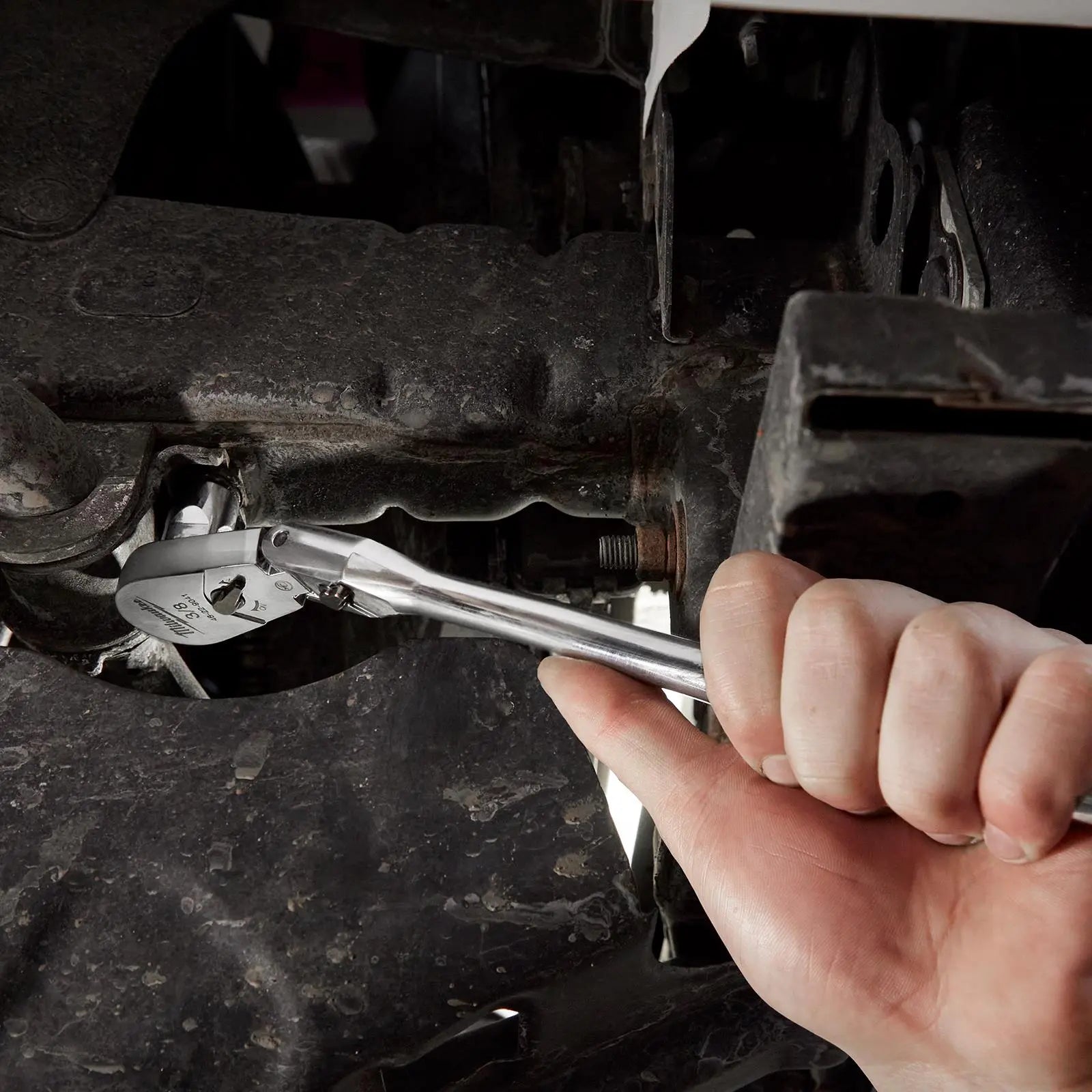 Milwaukee Socket Ratchet Wrench Long Flexible Head 3/8" Drive 90 Tooth Slim Profile Head White Rose Tools