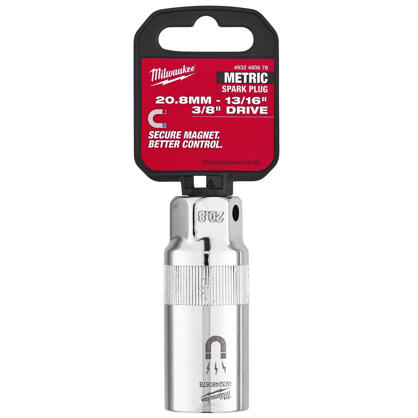 Milwaukee Spark Plug Socket Magnetic 3/8" Drive 20.8mm  White Rose Tools